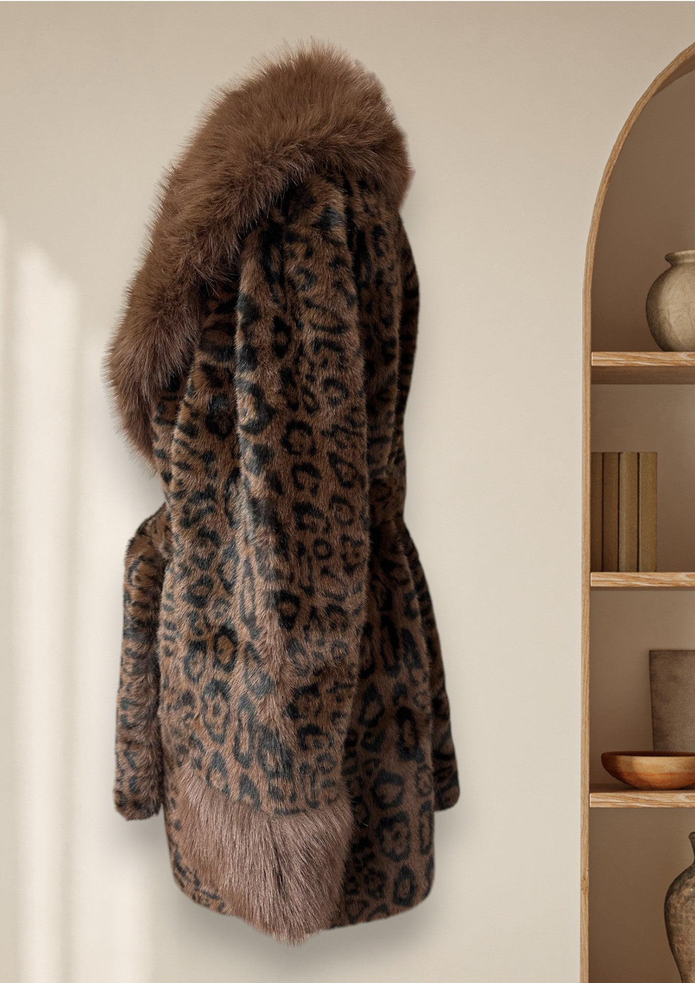 Manteau de fausse fourrure léopard