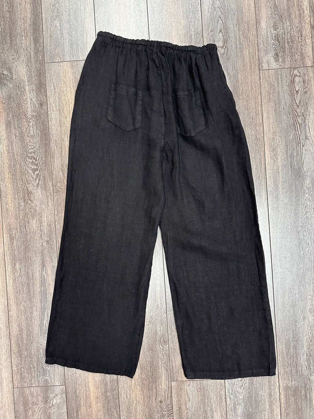 pantalon en lin rebord de poches brodées