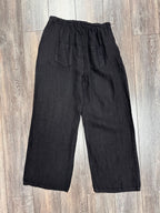 pantalon en lin rebord de poches brodées