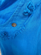 Pantalon en lin avec boutons bois décoratifs