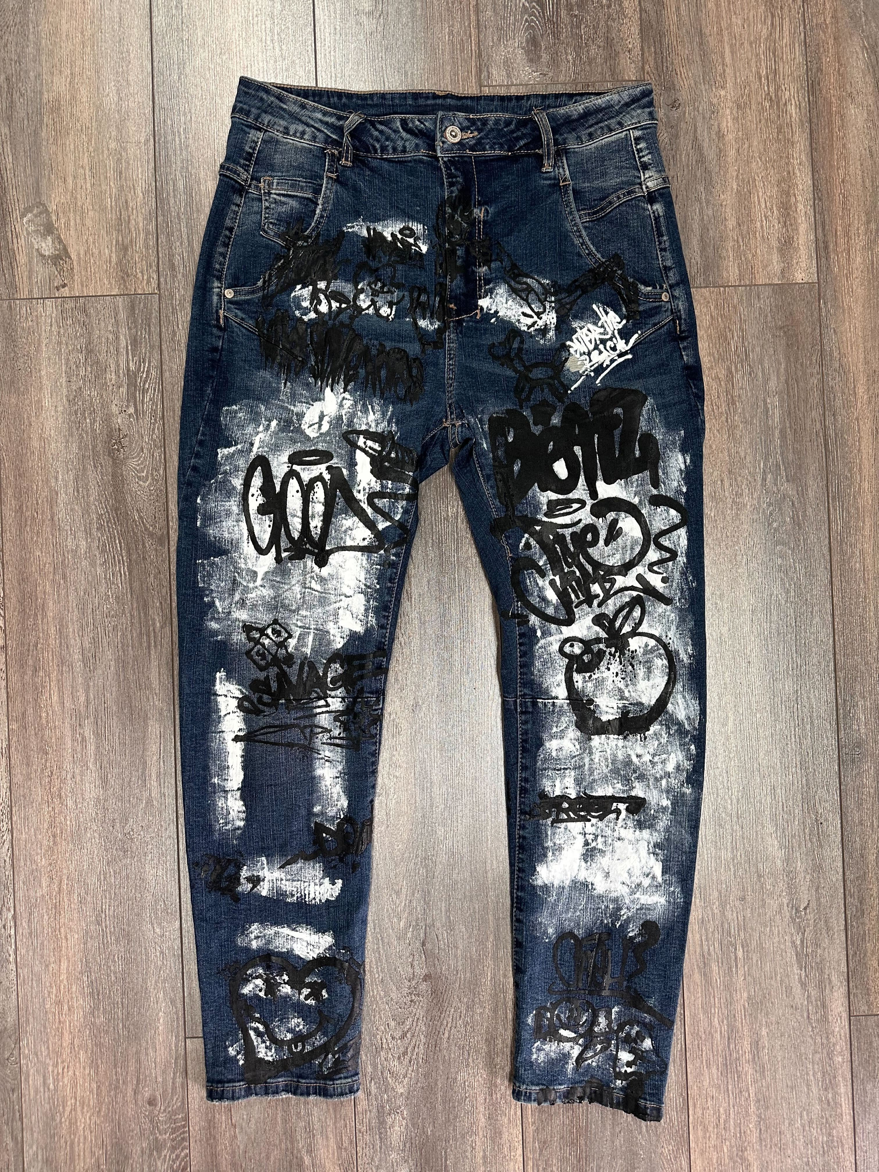 Nouveauté jeans effet graffiti printemps/été 2024-BOUTIQUE SYLBELLE