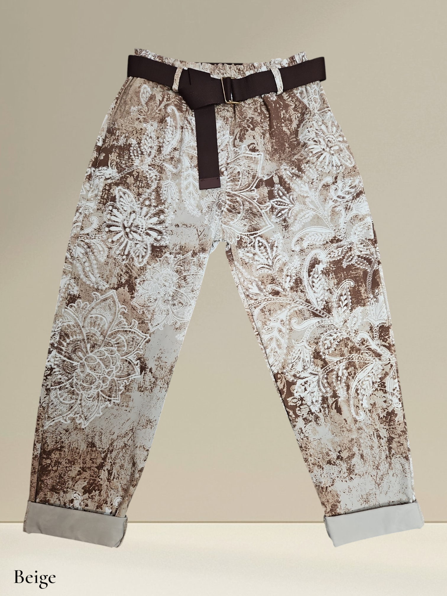 Pantalon motif paisley (avec ceinture)