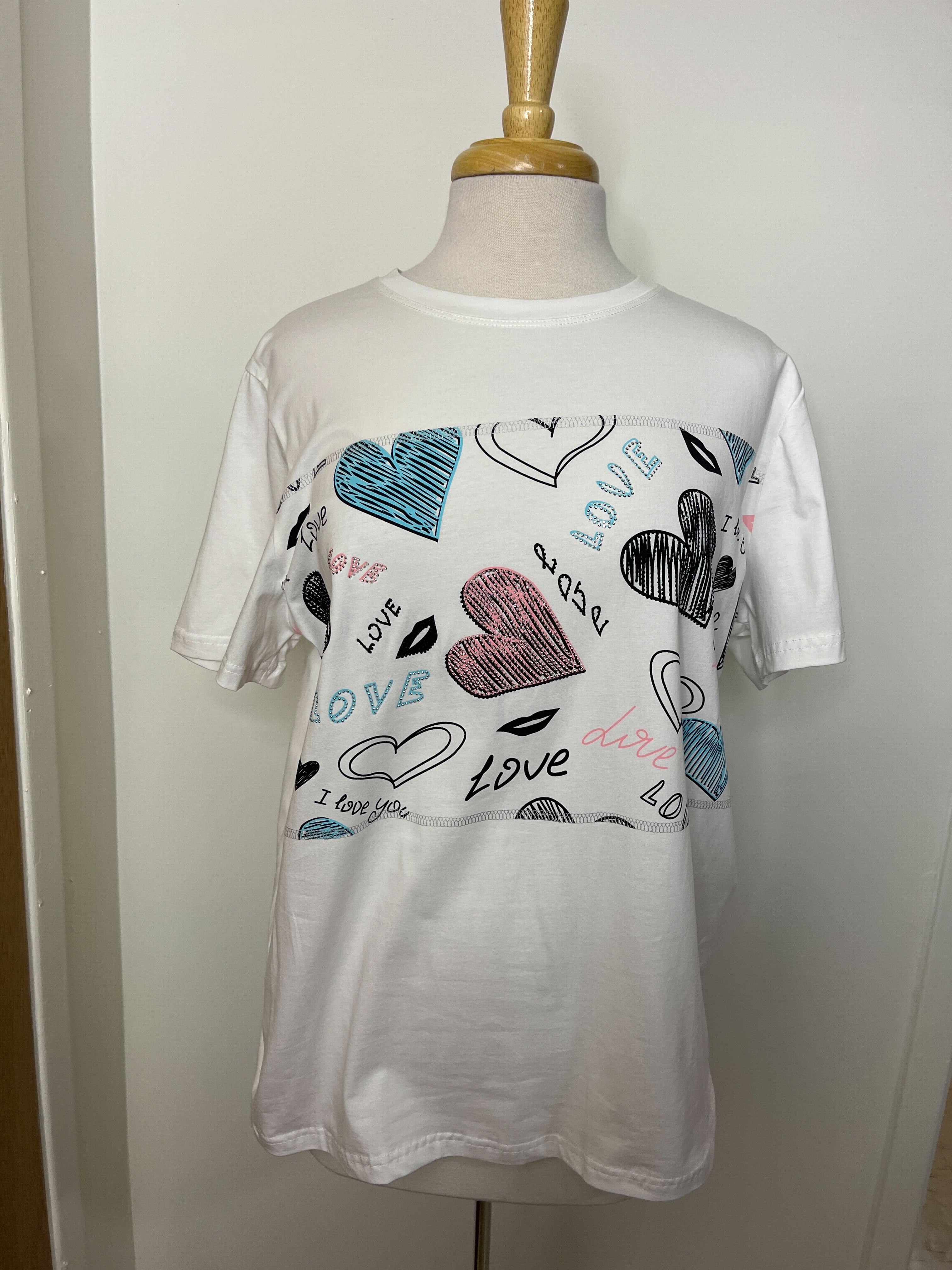 T-Shirt à manches courtes (Rectangle coeur I love you)