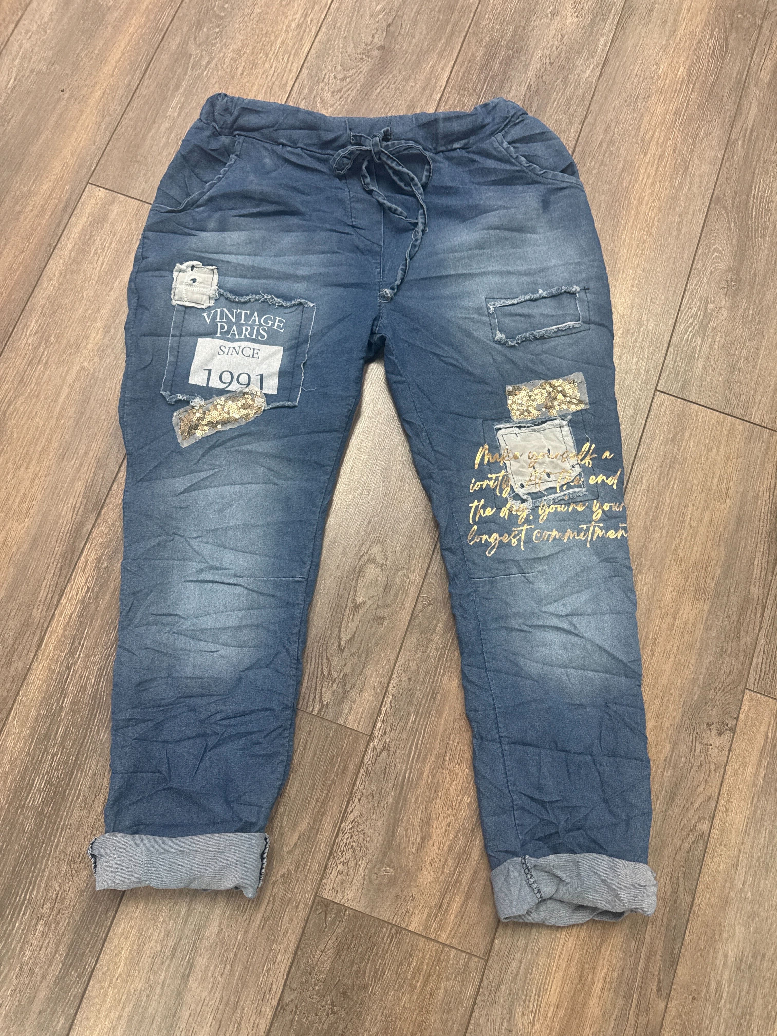 Jeans avec patch de paillettes