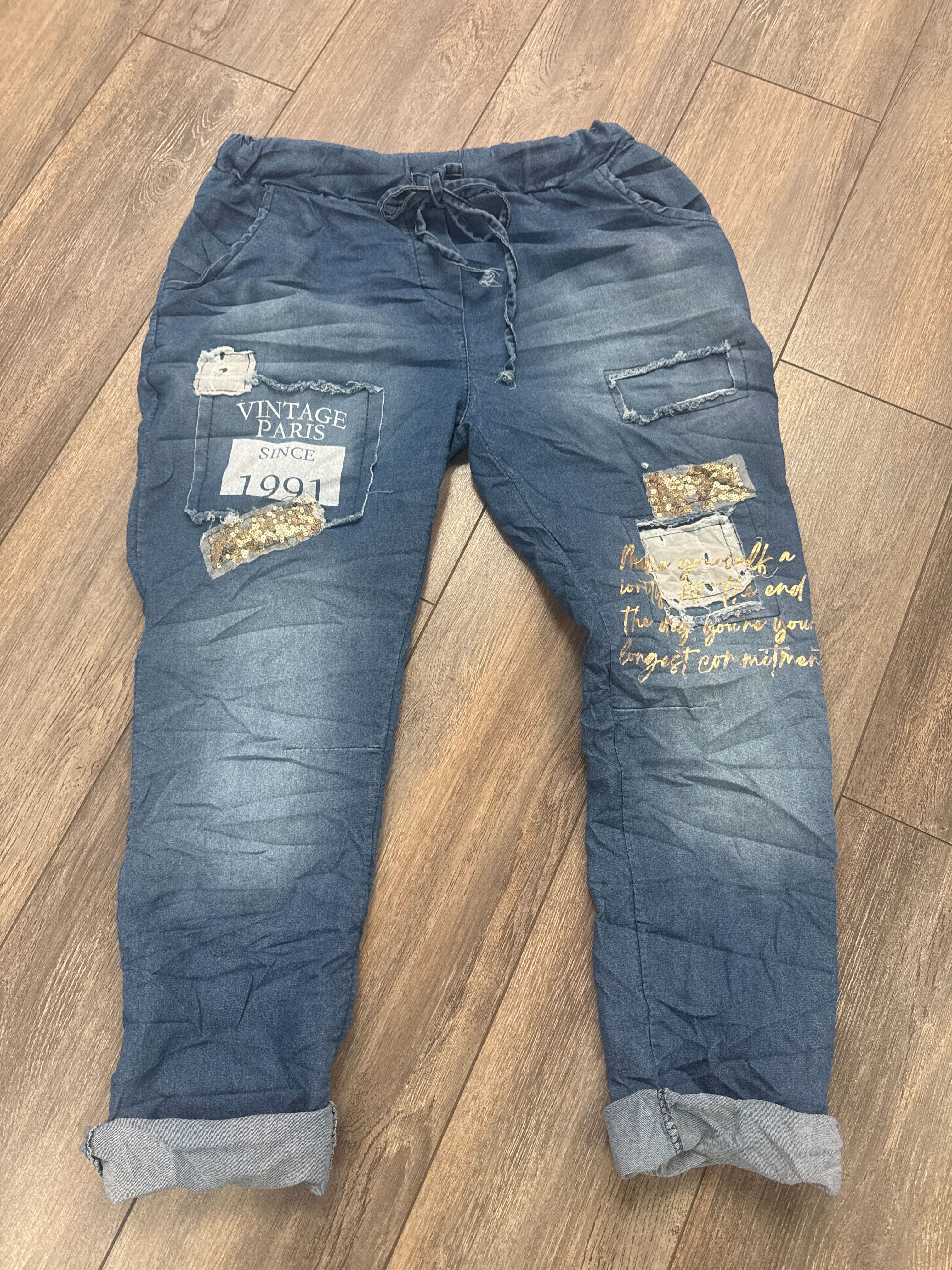 Jeans avec patch de paillettes