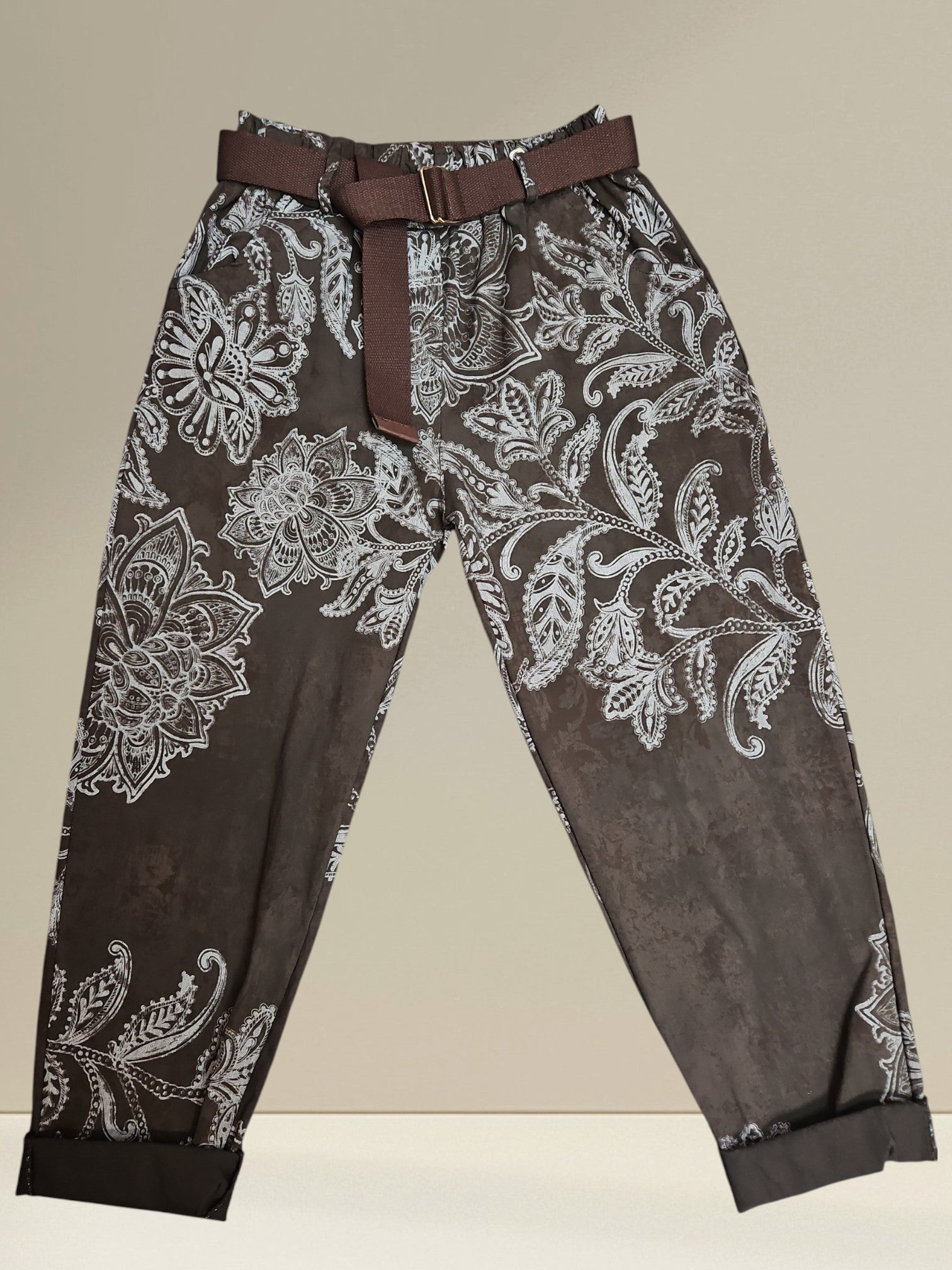 Pantalon motif paisley (avec ceinture)