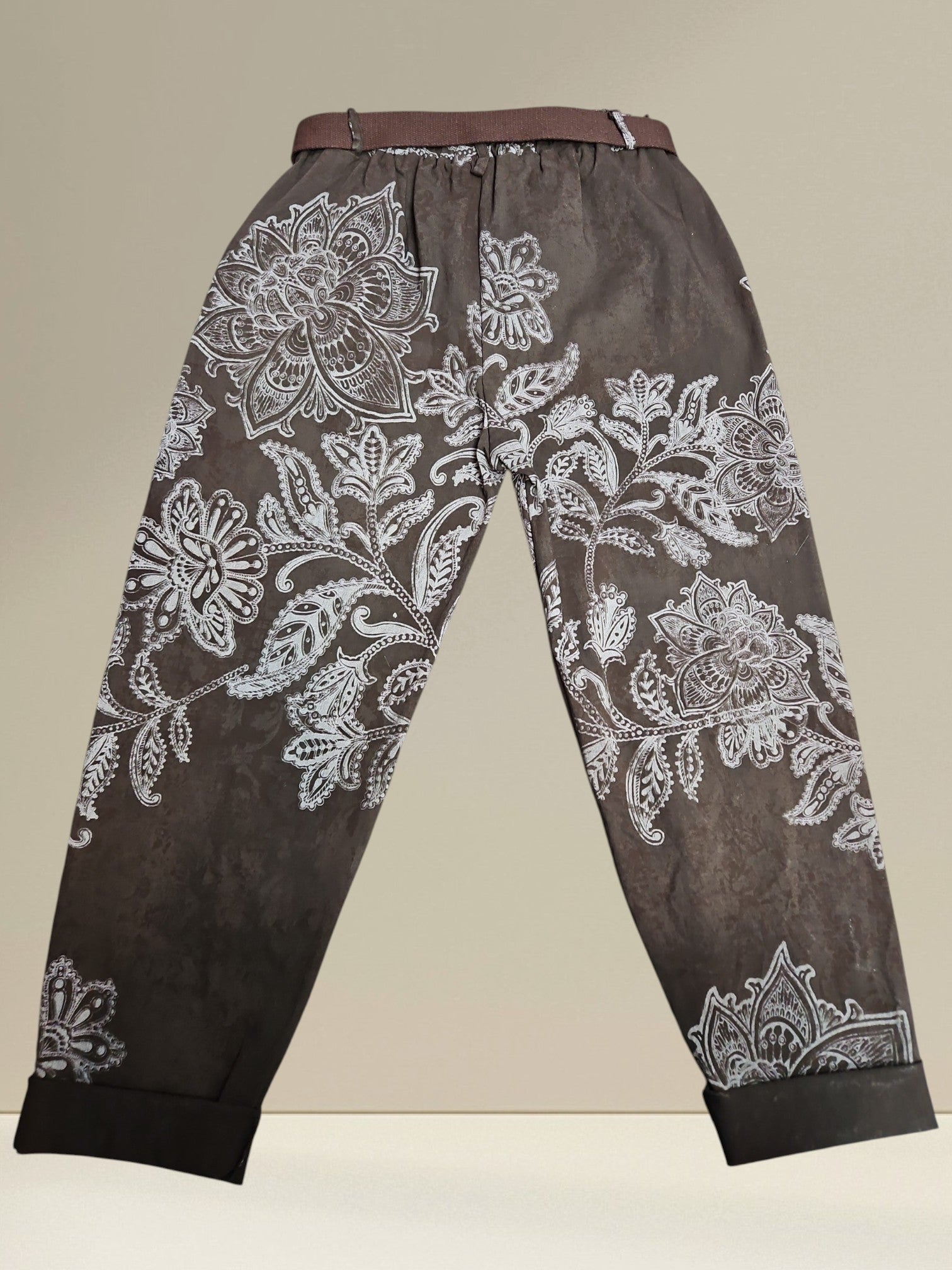 Pantalon motif paisley (avec ceinture)