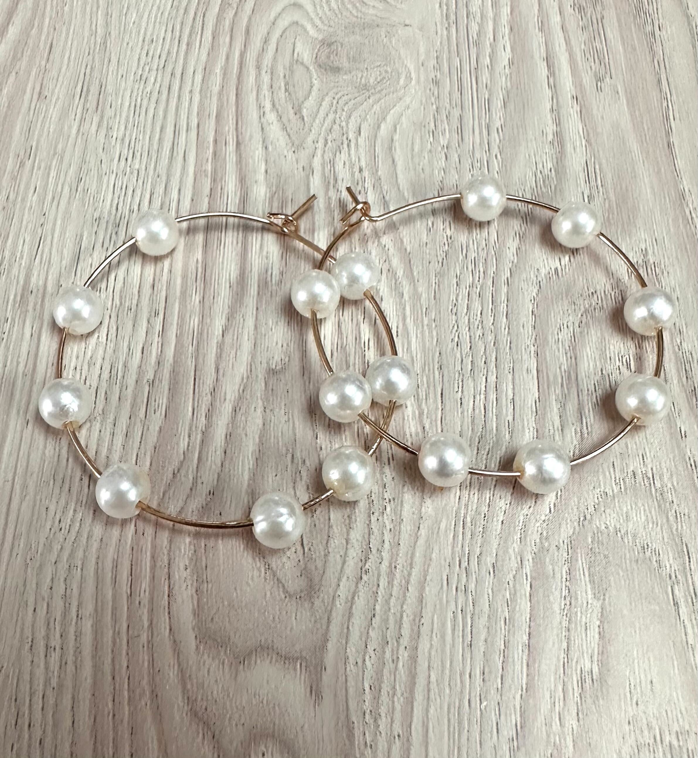 Boucle d'oreille anneaux de perles