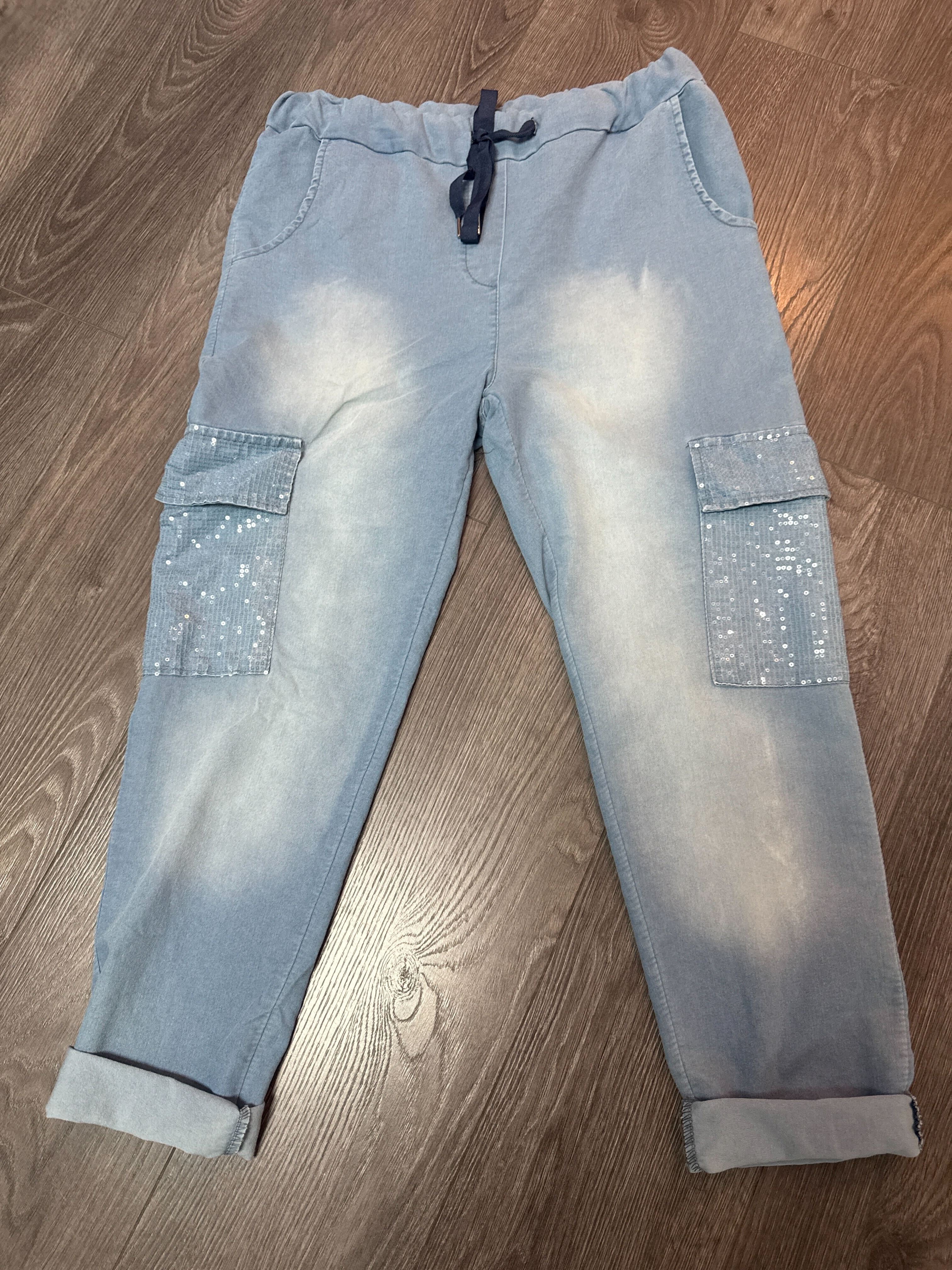 Jeans avec poches en paillettes