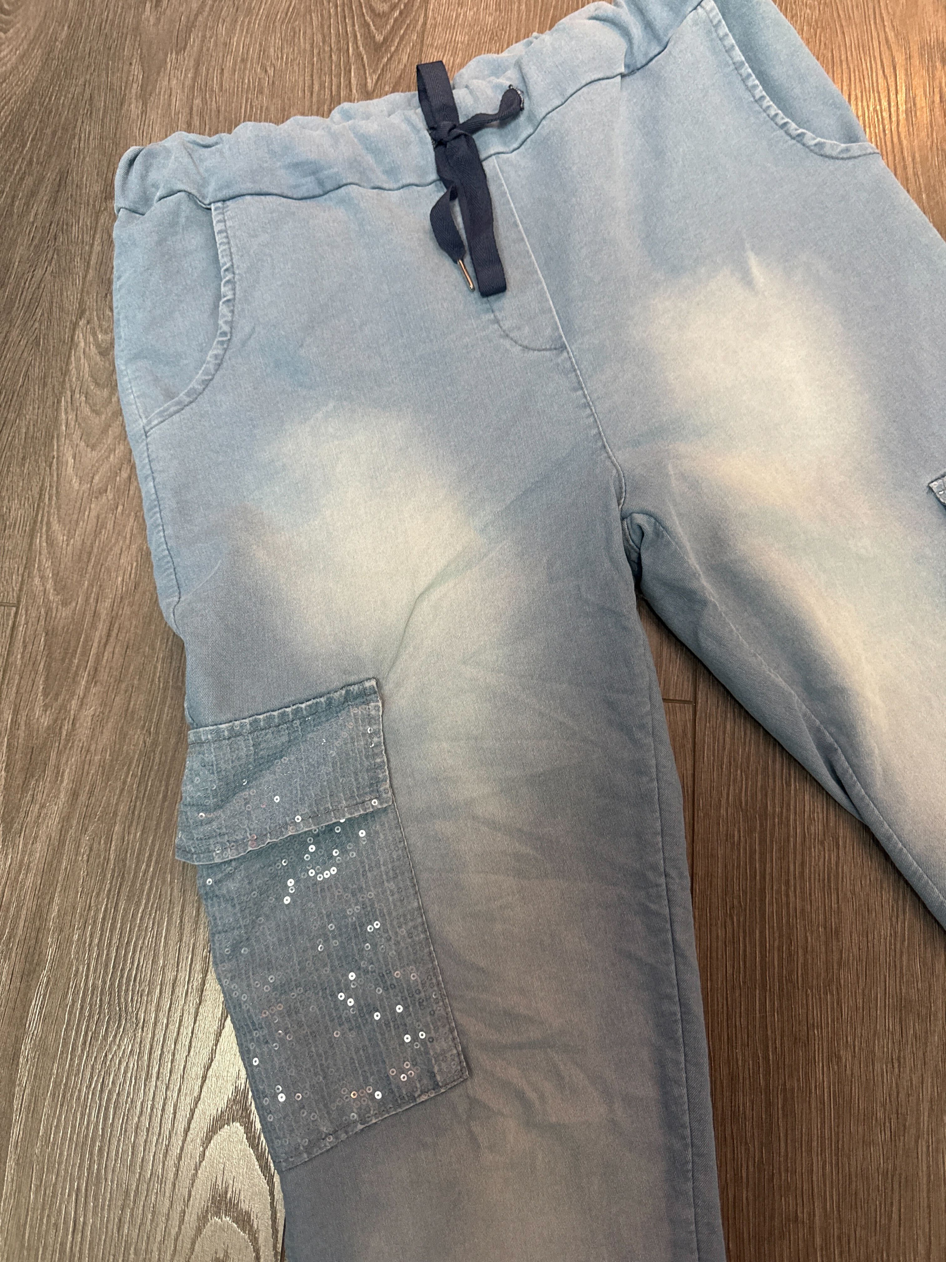 Jeans avec poches en paillettes