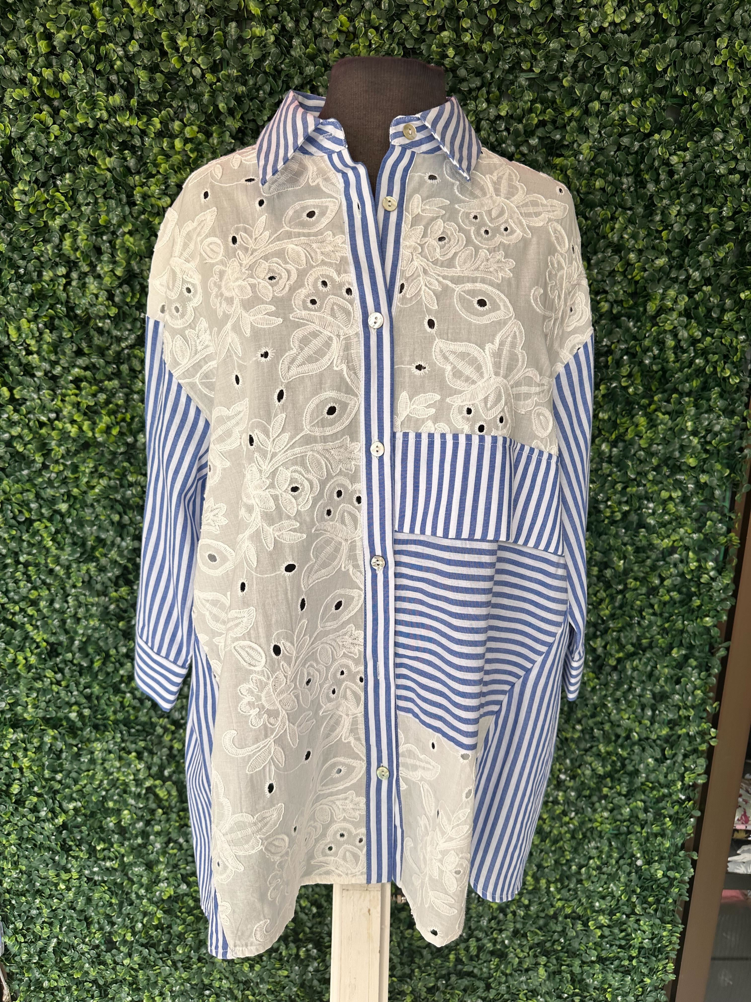 Chemise rayé avec dentelle