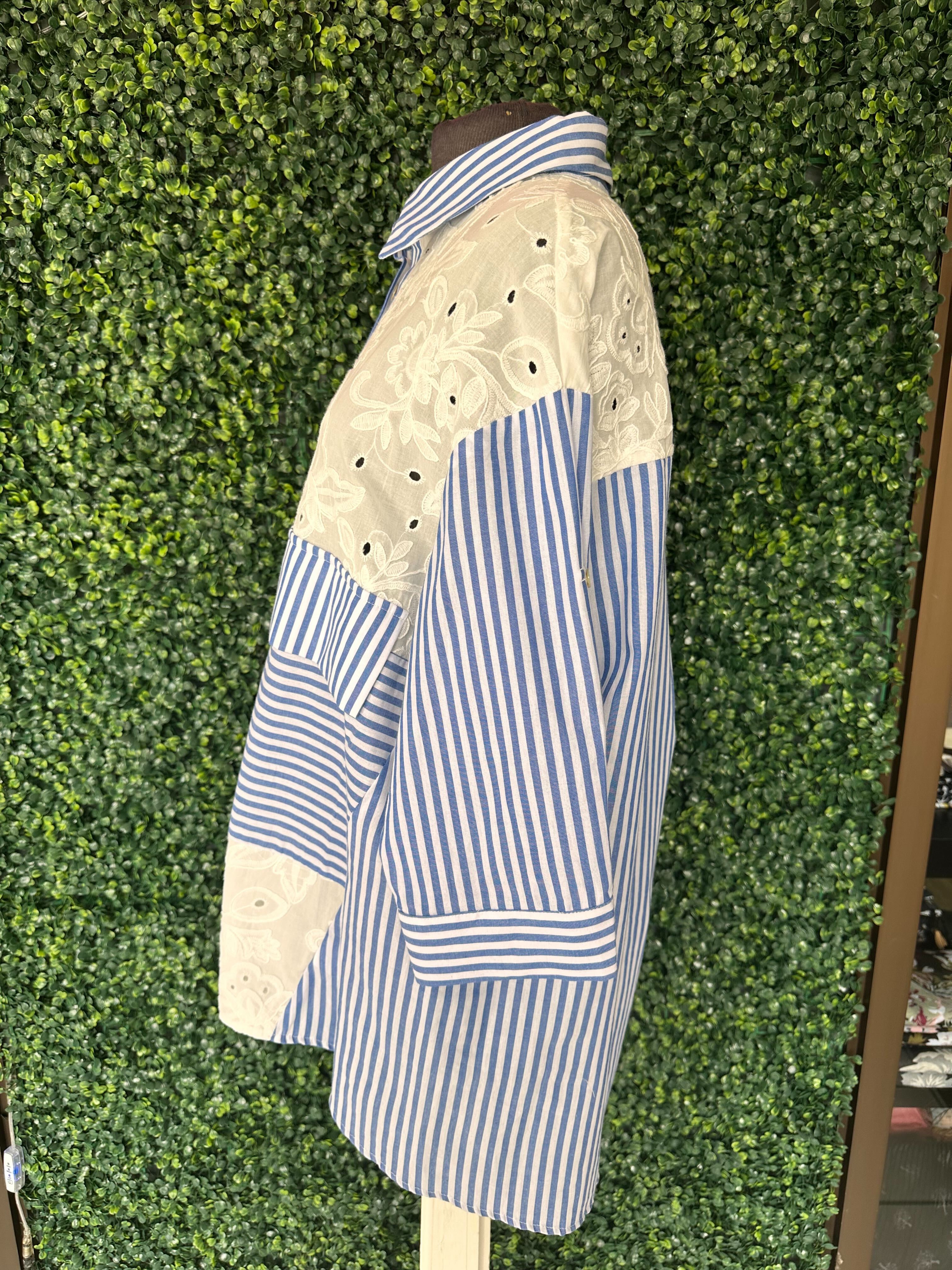 Chemise rayé avec dentelle