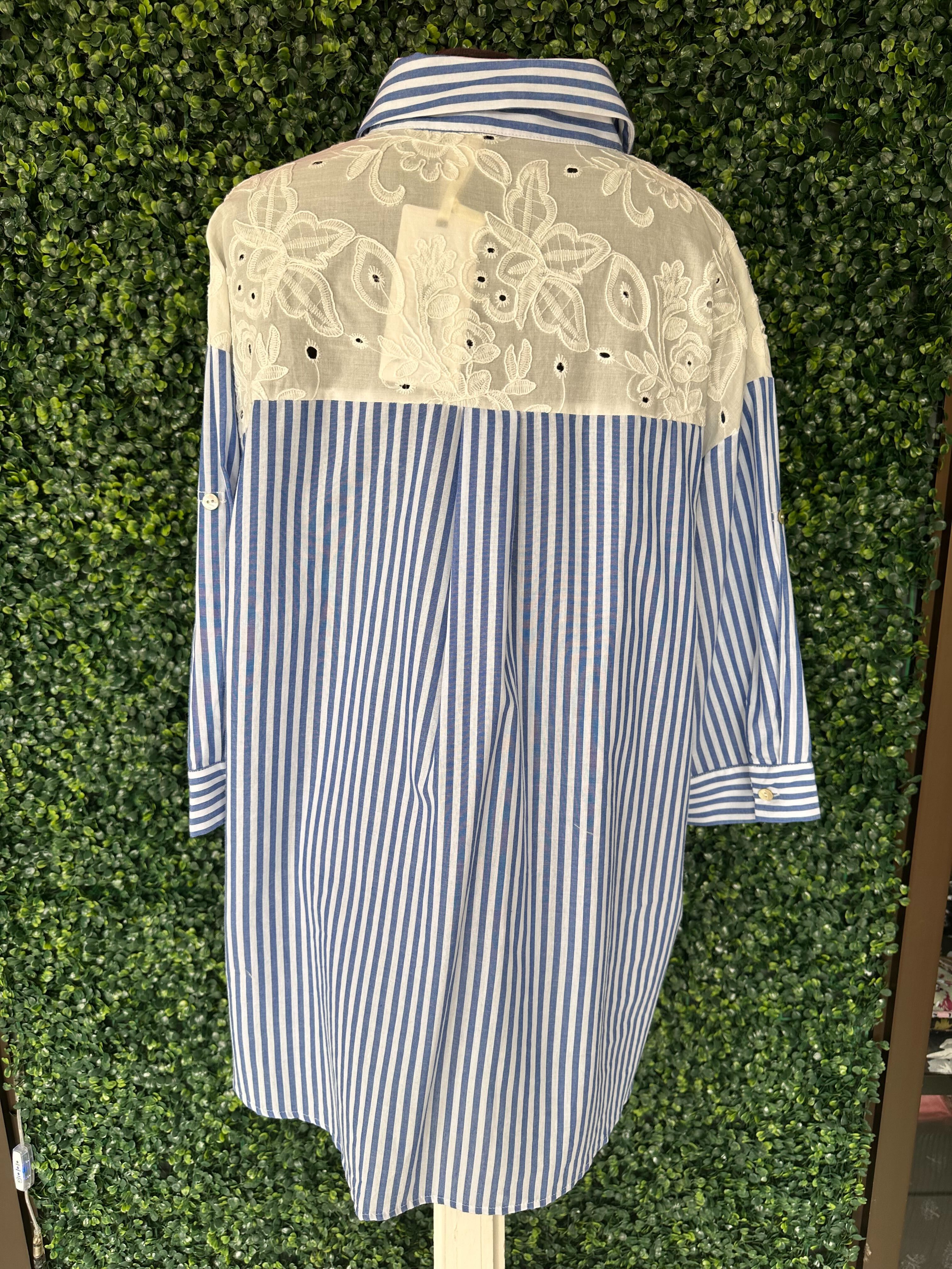 Chemise rayé avec dentelle
