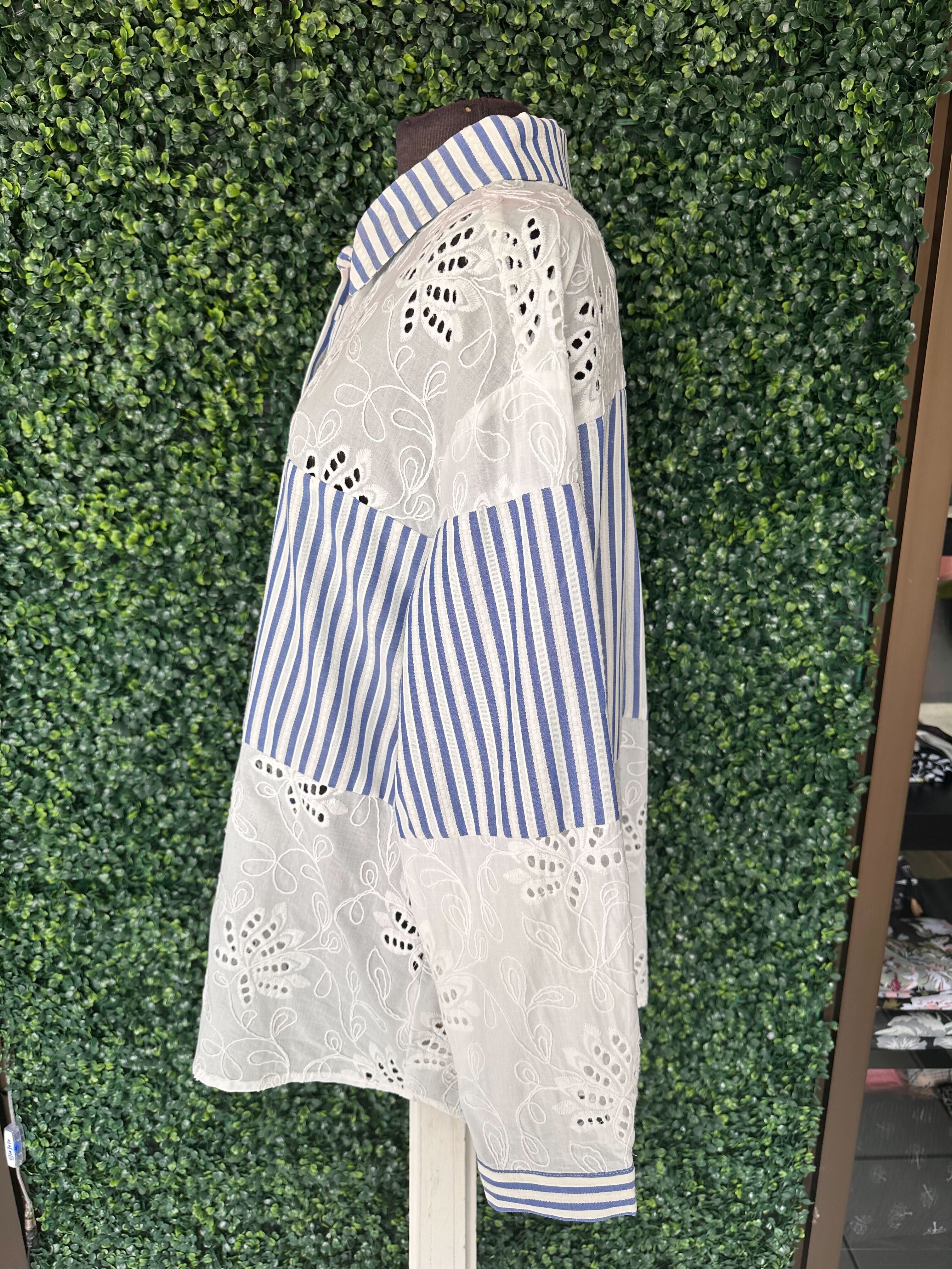 Chemise rayé avec dentelle