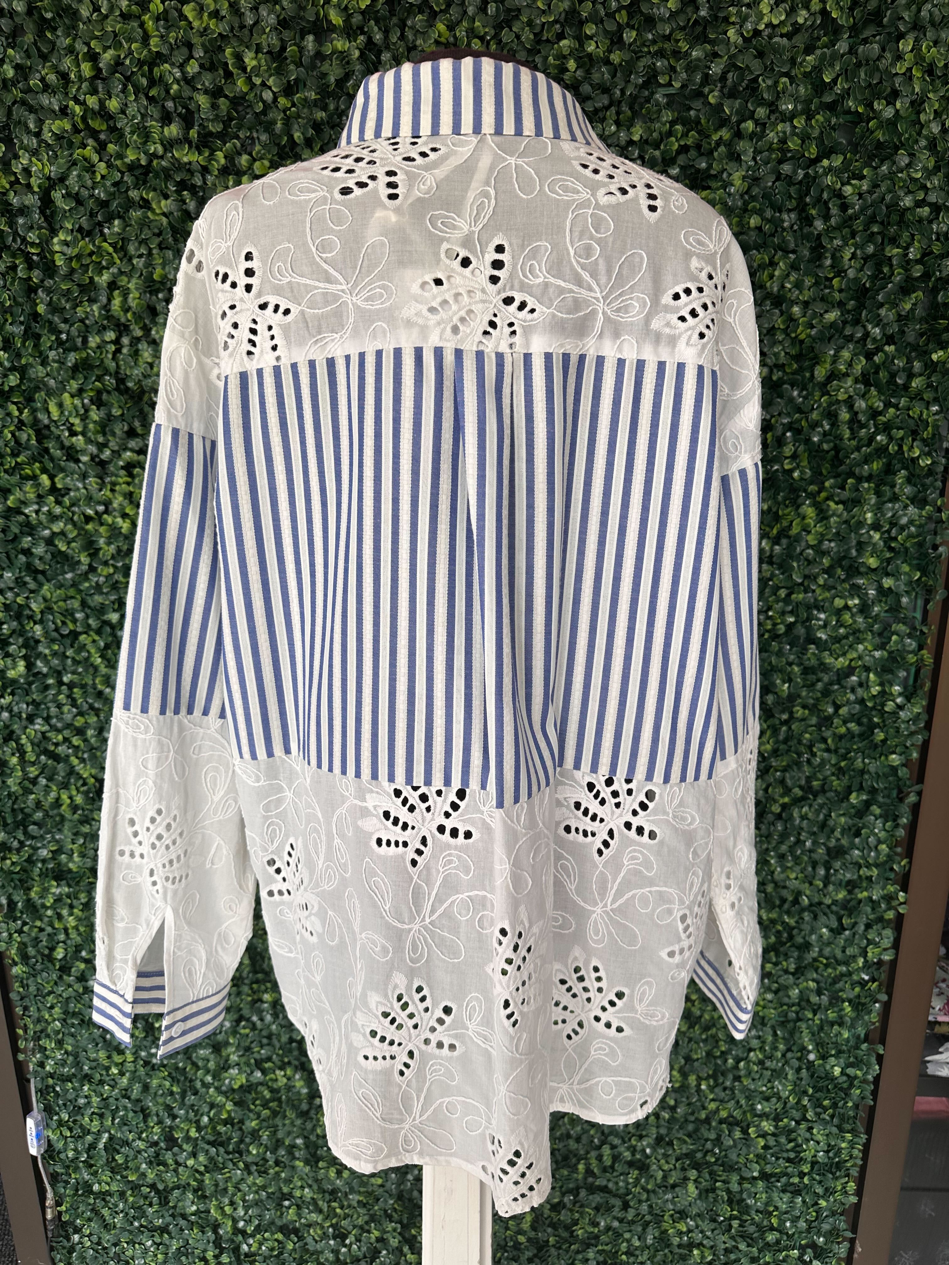 Chemise rayé avec dentelle