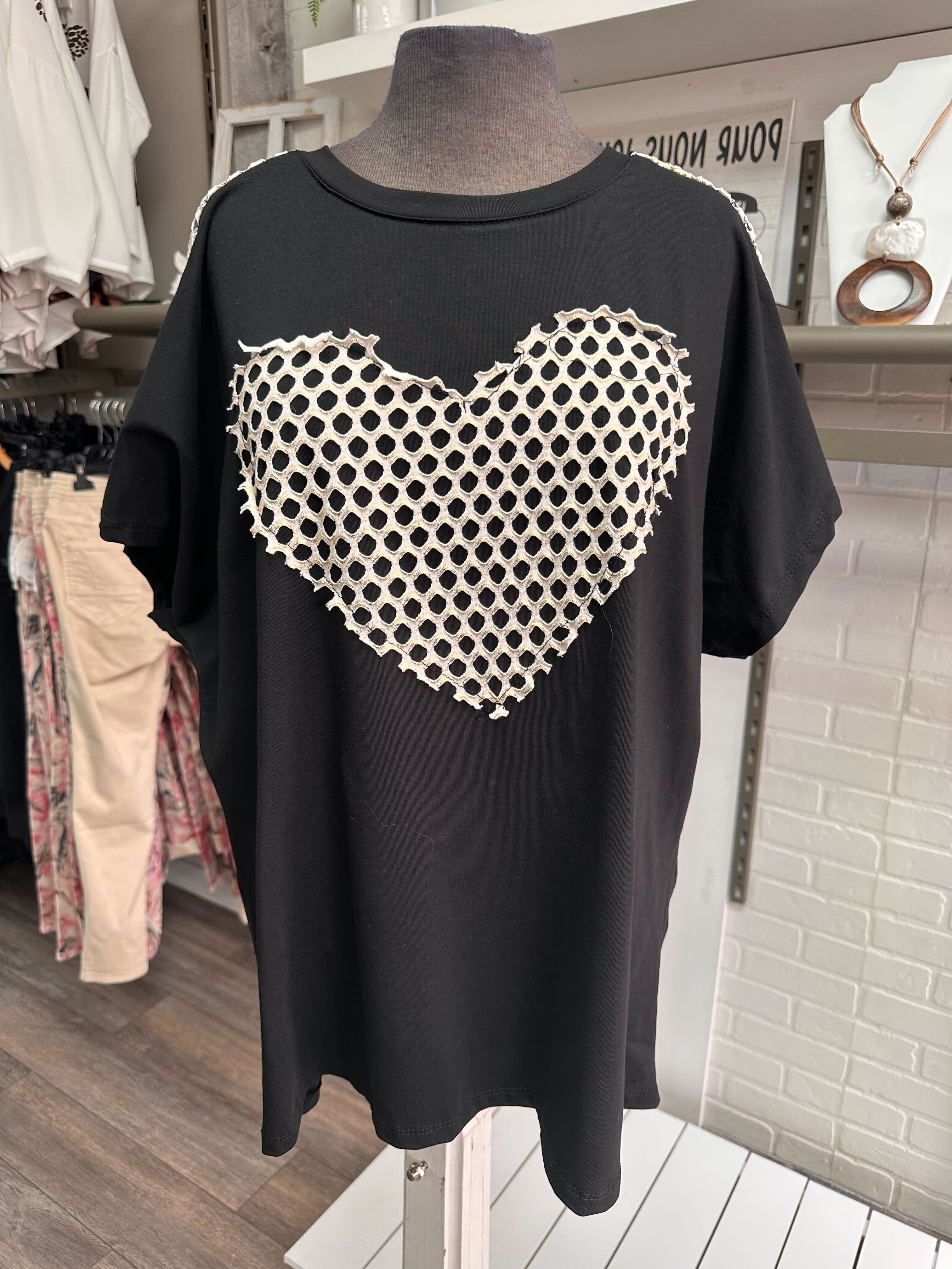 T-shirt avec cœur en mèche