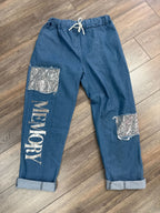 Pantalon/jeans avec patch à paillette