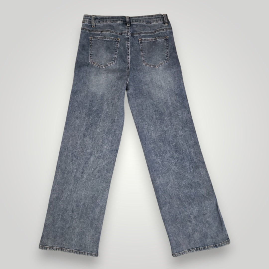 Jeans Orange Fashion Village (fleurs bleues brodés sur les côtés)