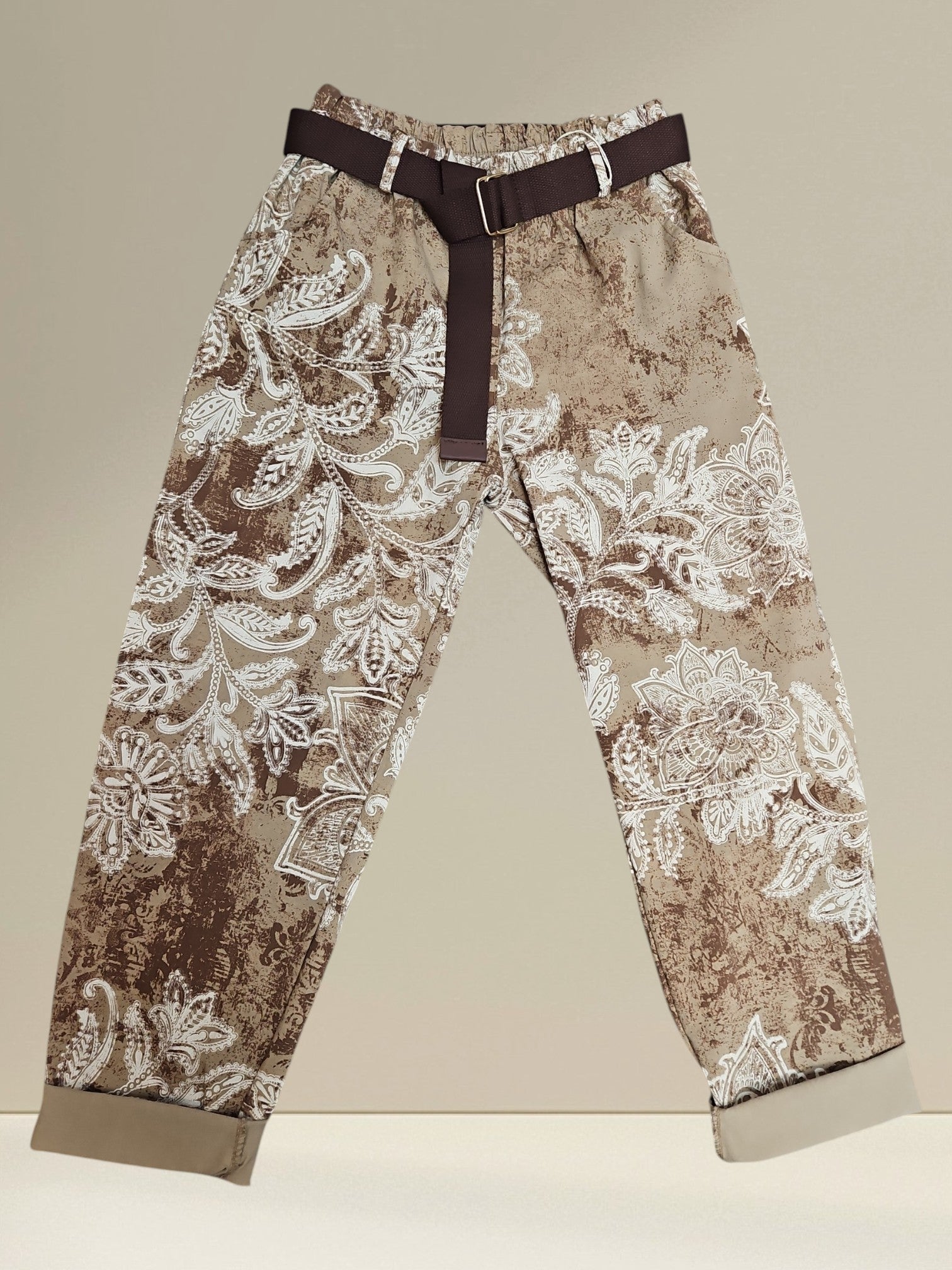 Pantalon motif paisley (avec ceinture)