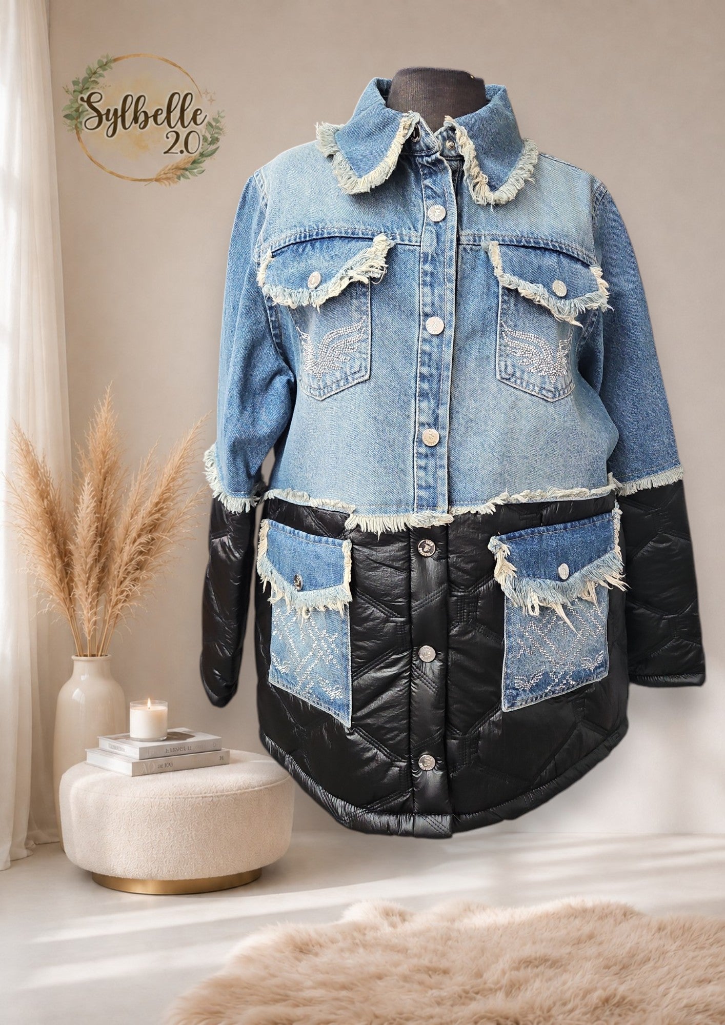 Manteau de jeans avec insertion matelassé