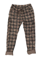 Pantalon à motif carreauté et chaîne