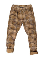 Pantalon à motif carreauté et fleurs