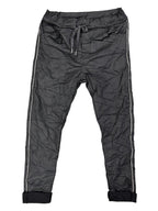 Pantalon de cuir avec ligne de brillants