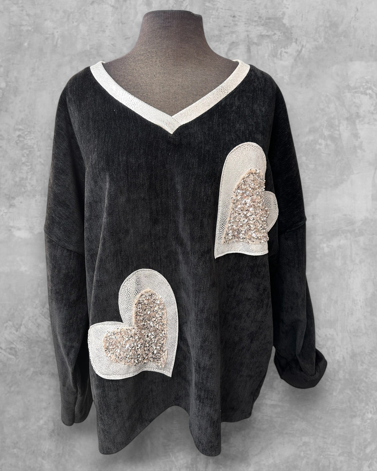 Chandail coeur en paillette