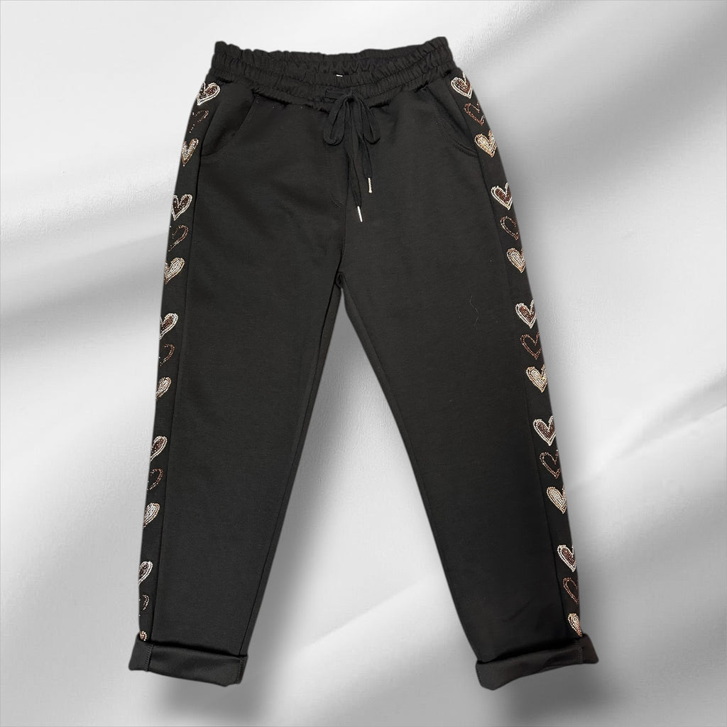 Pantalon avec cœur brillants sur les côtés