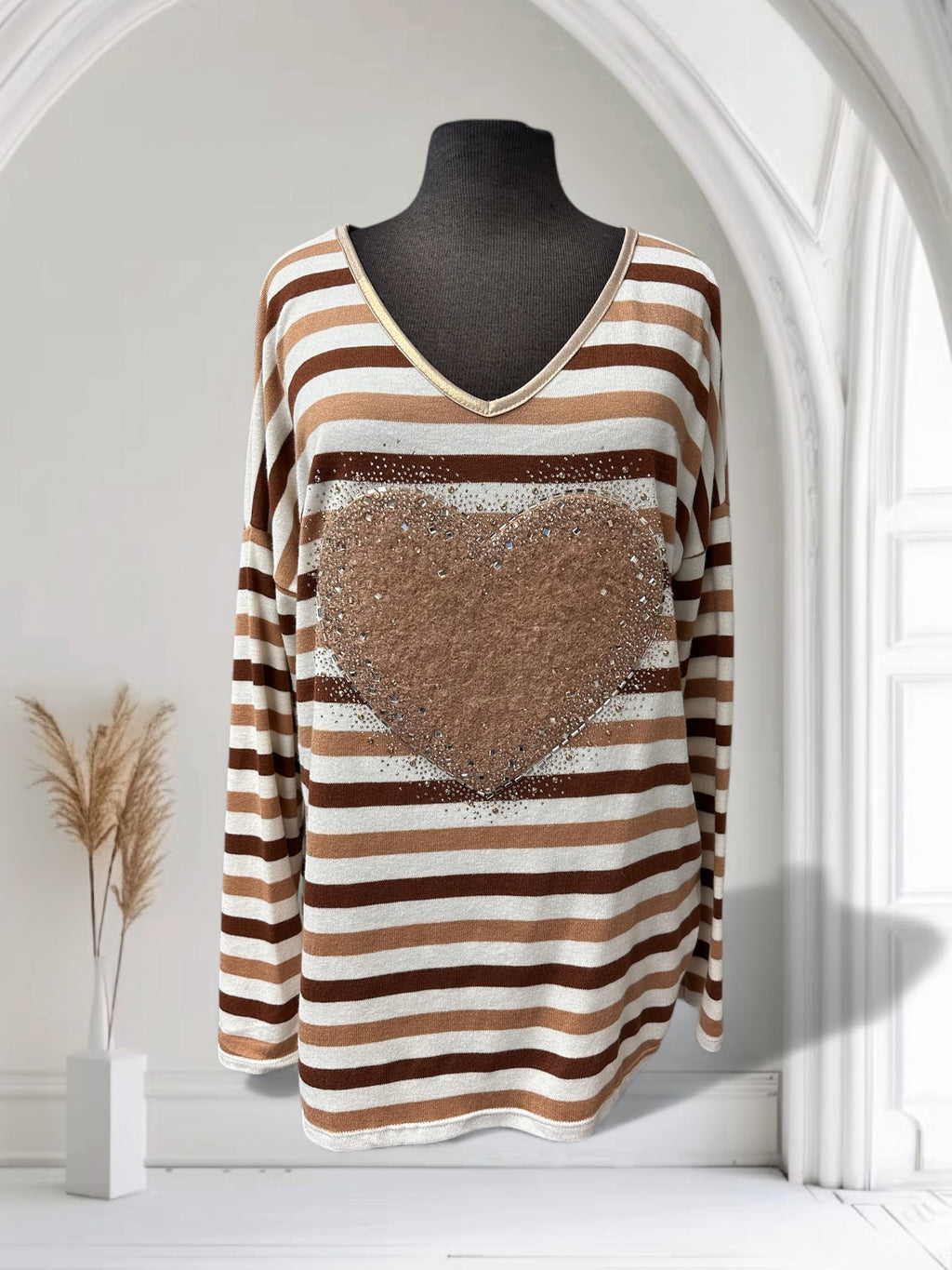 Chandail rayé avec coeur