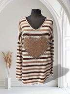 Chandail rayé avec coeur