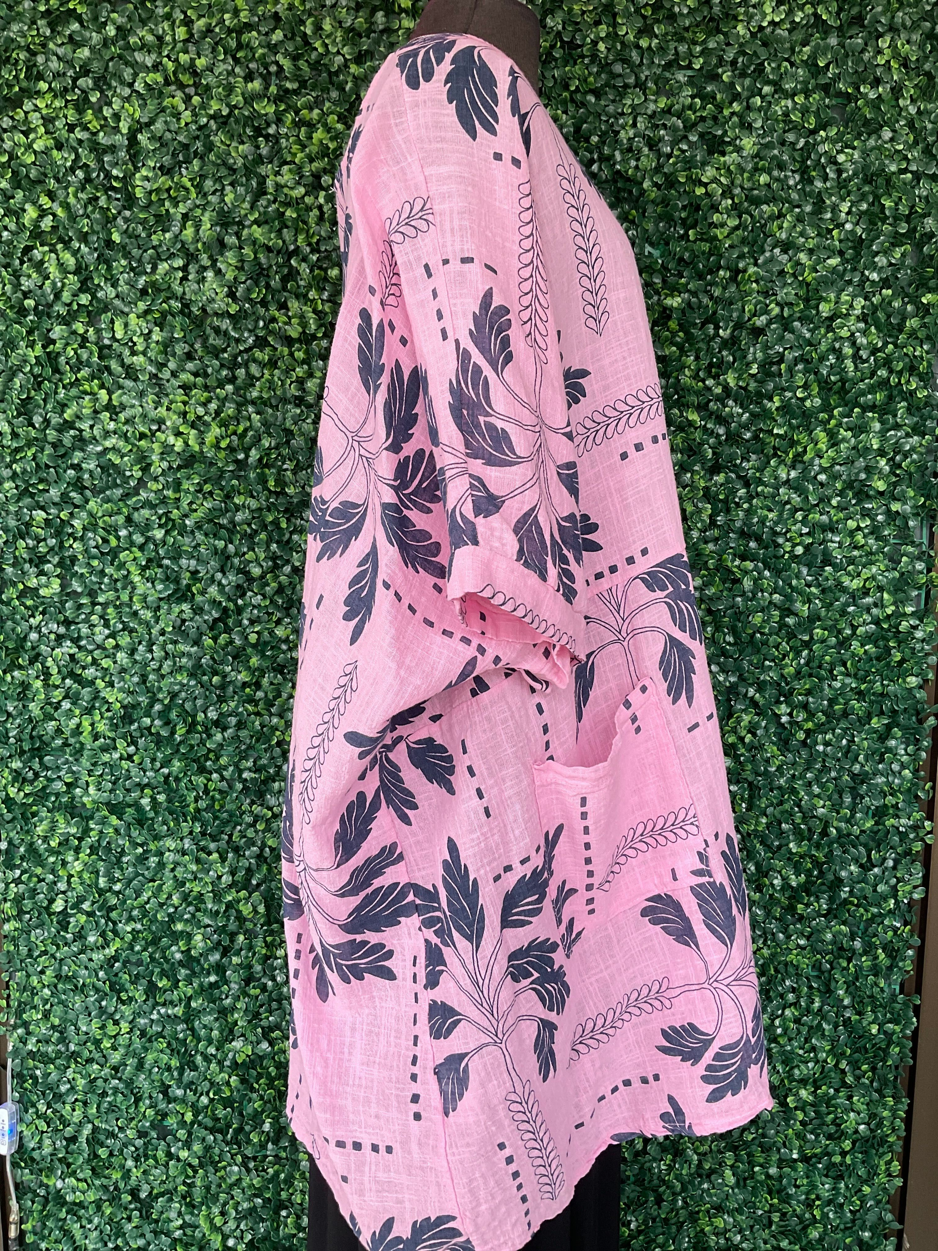 Blouse/tunique avec motif de feuille