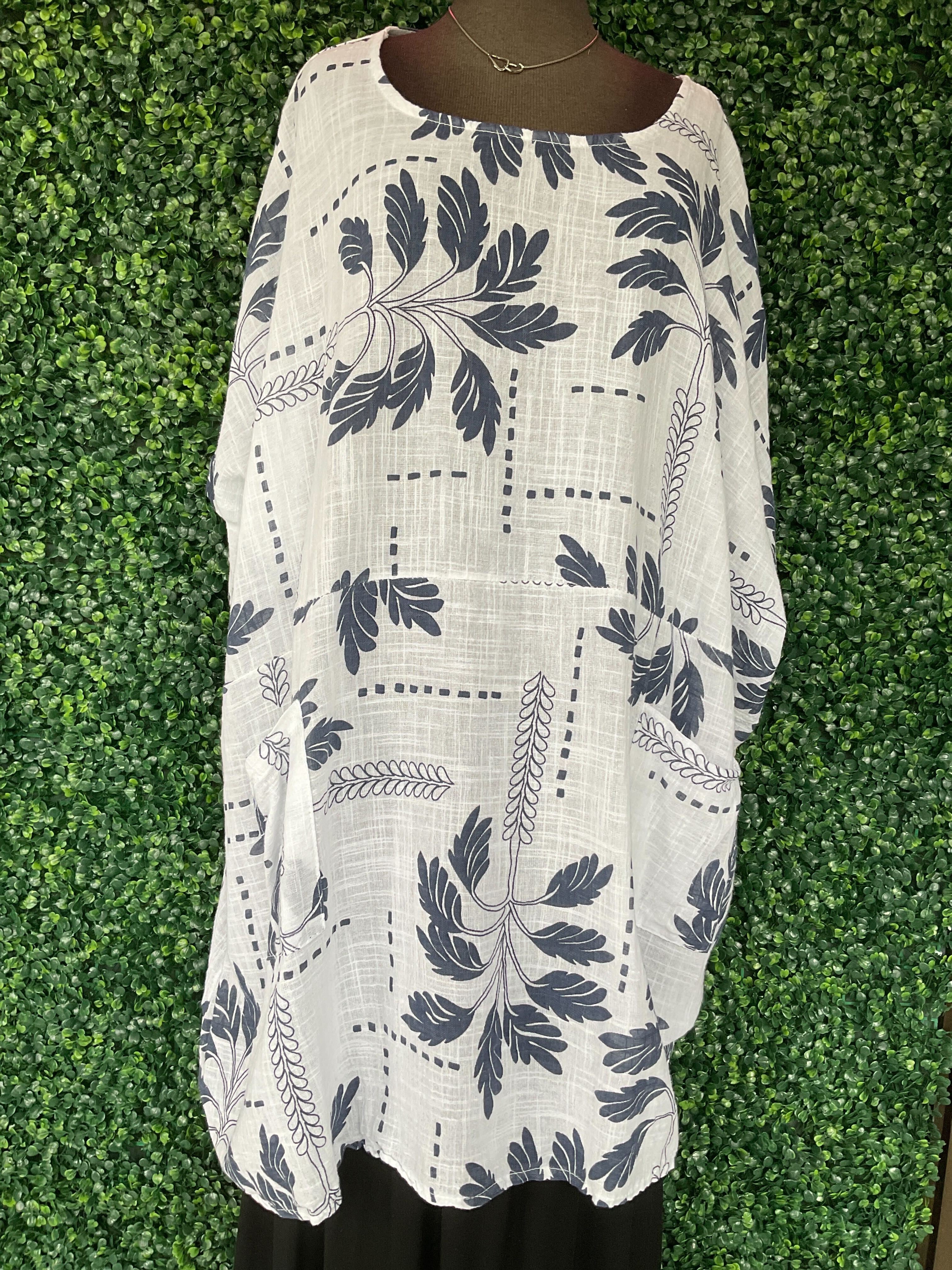 Blouse/tunique avec motif de feuille