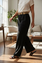 Pantalon en lin avec ceinture