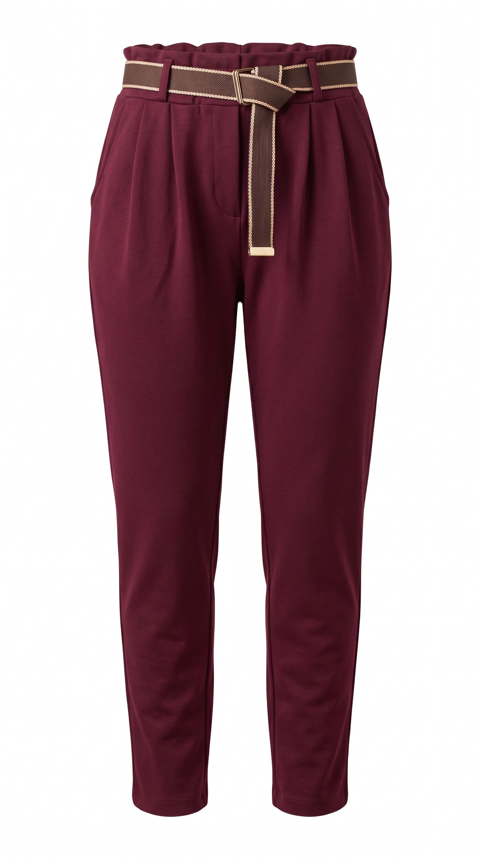 Pantalons Unis Avec Poches Et Ceinture