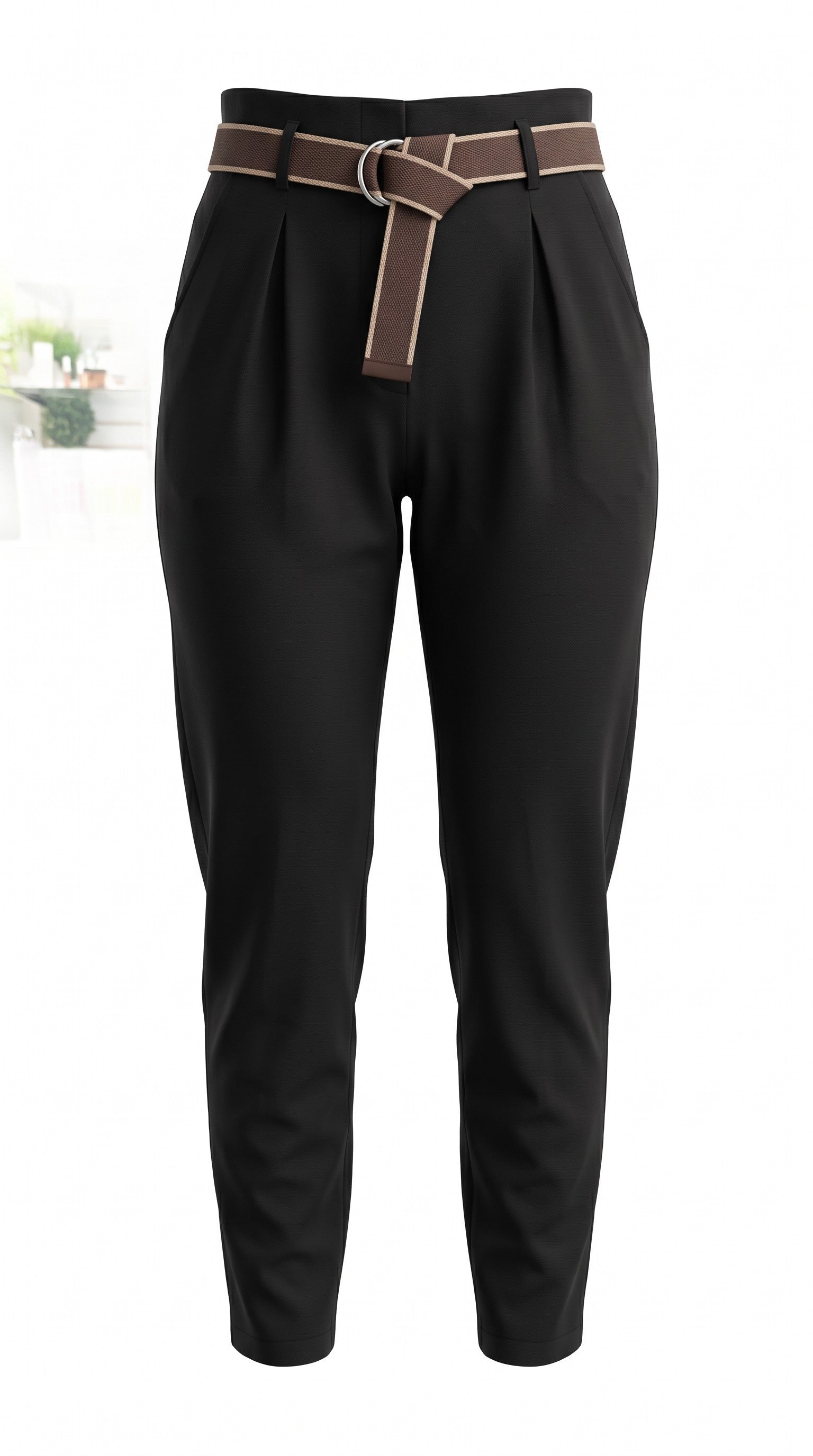 Pantalons Unis Avec Poches Et Ceinture