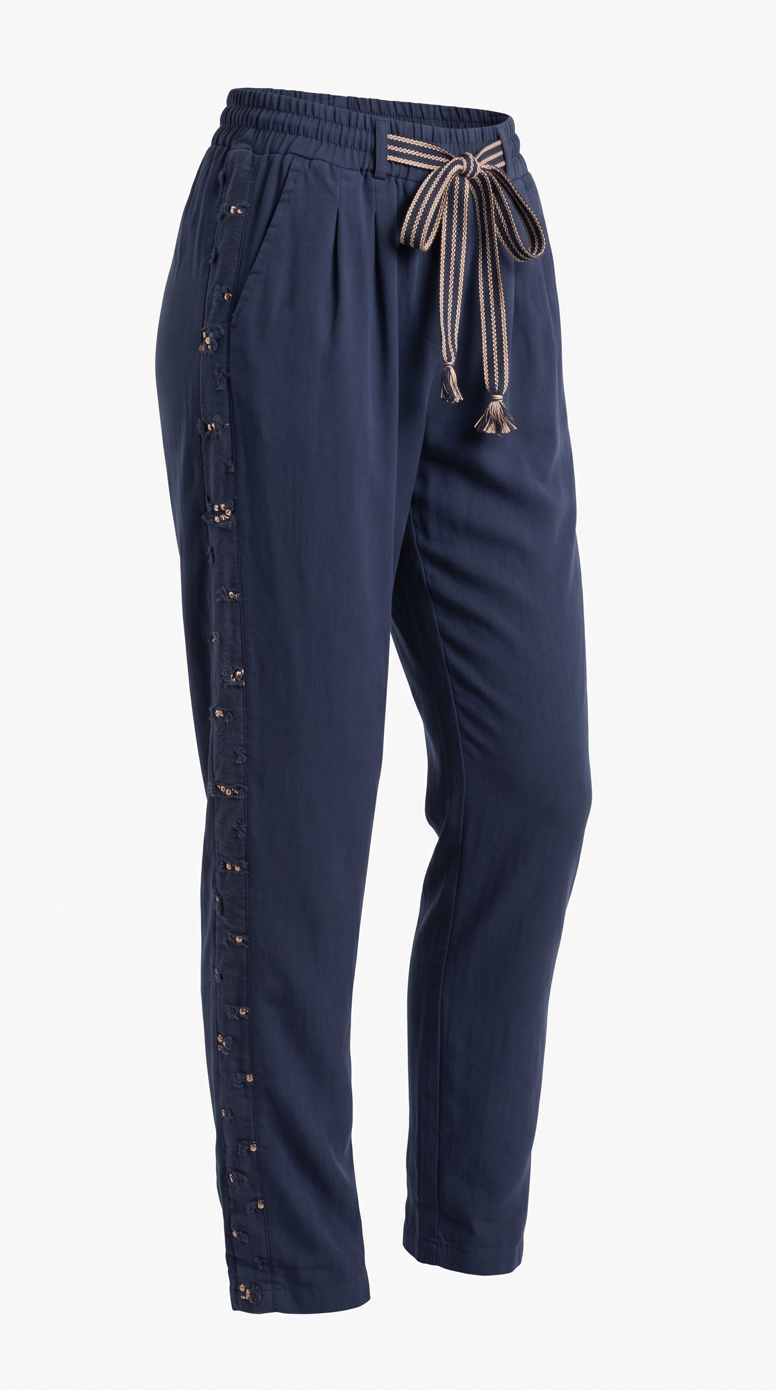 Pantalon Avec Délicat Design De Paillettes Sur Le Côté