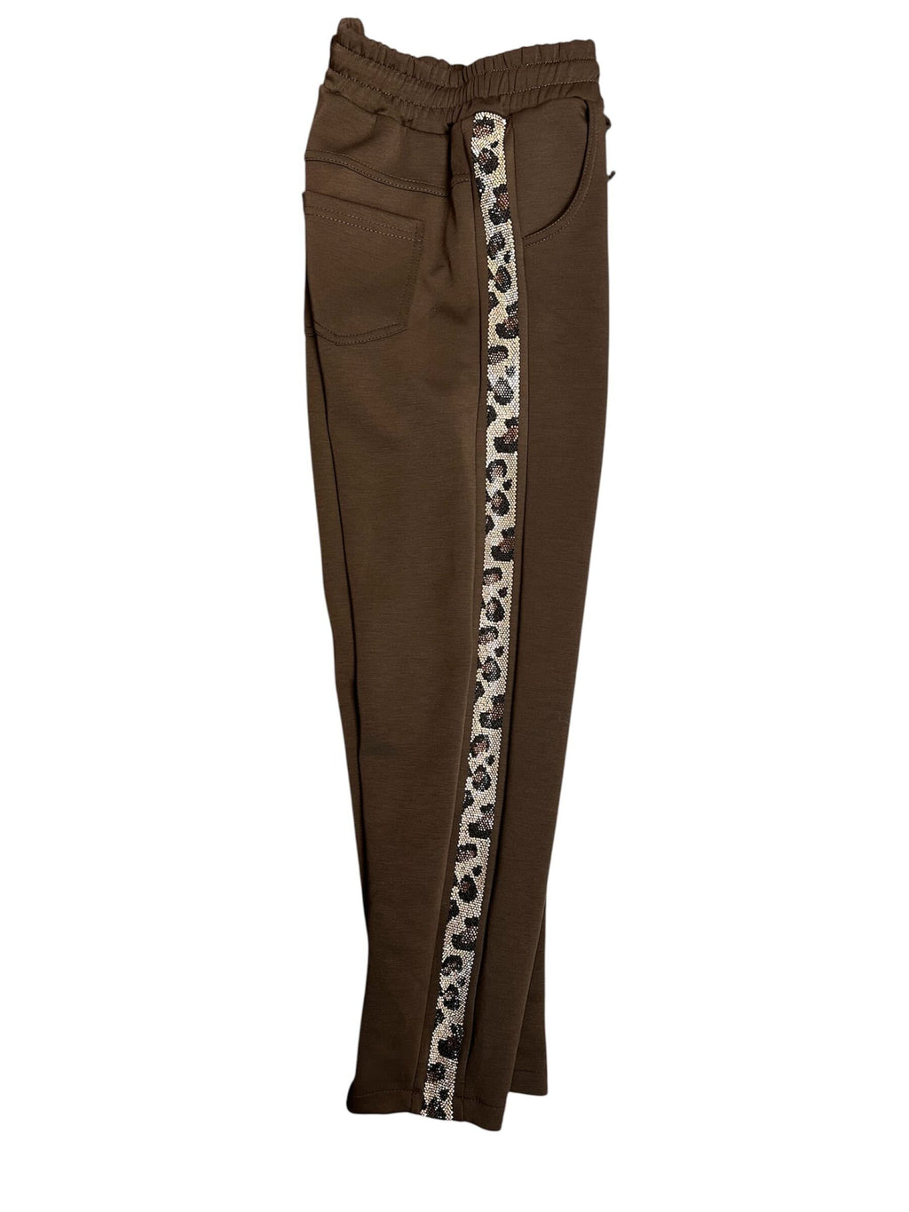 Pantalon avec ligne brillante léopard