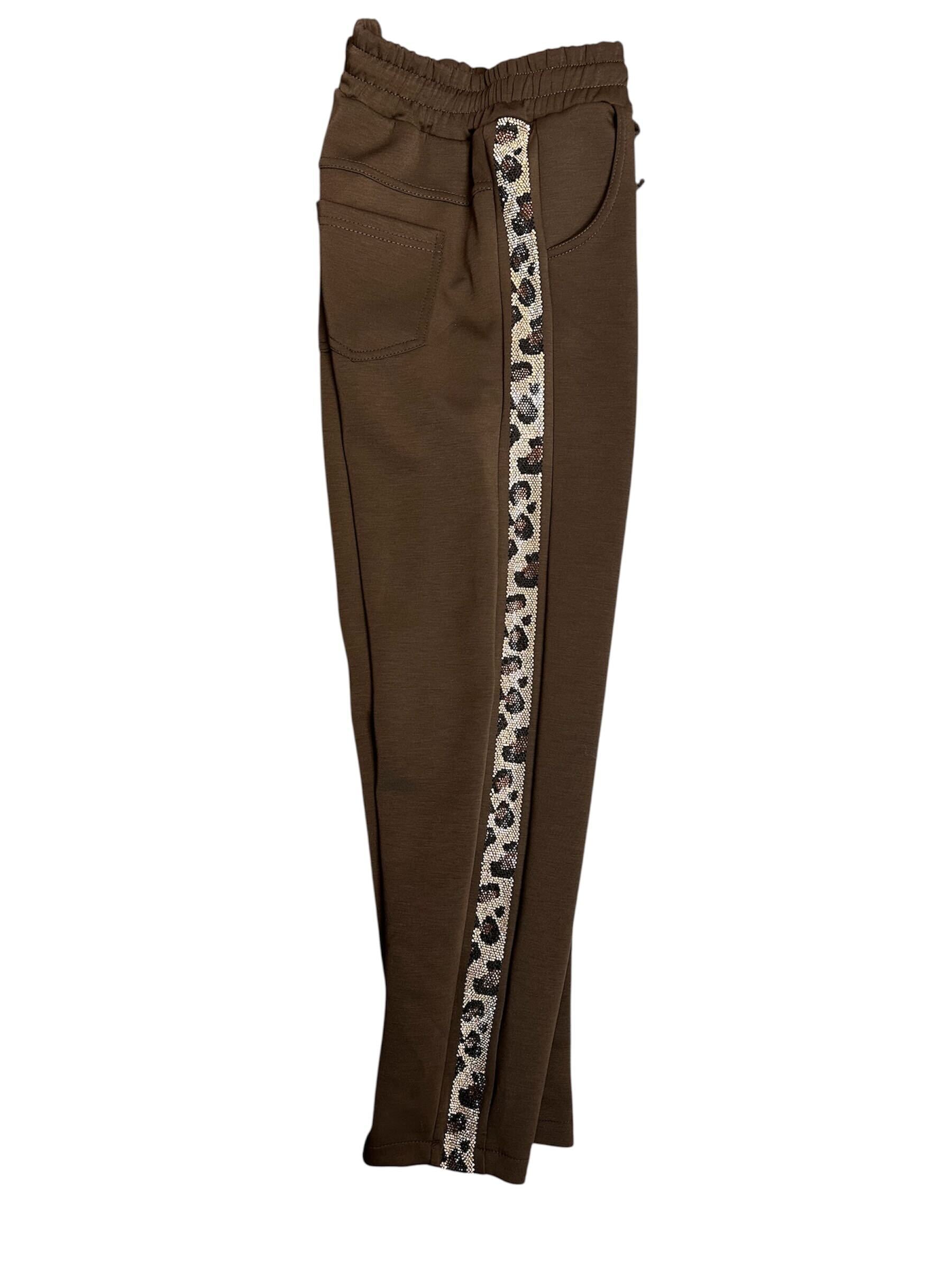 Pantalon avec ligne brillante léopard