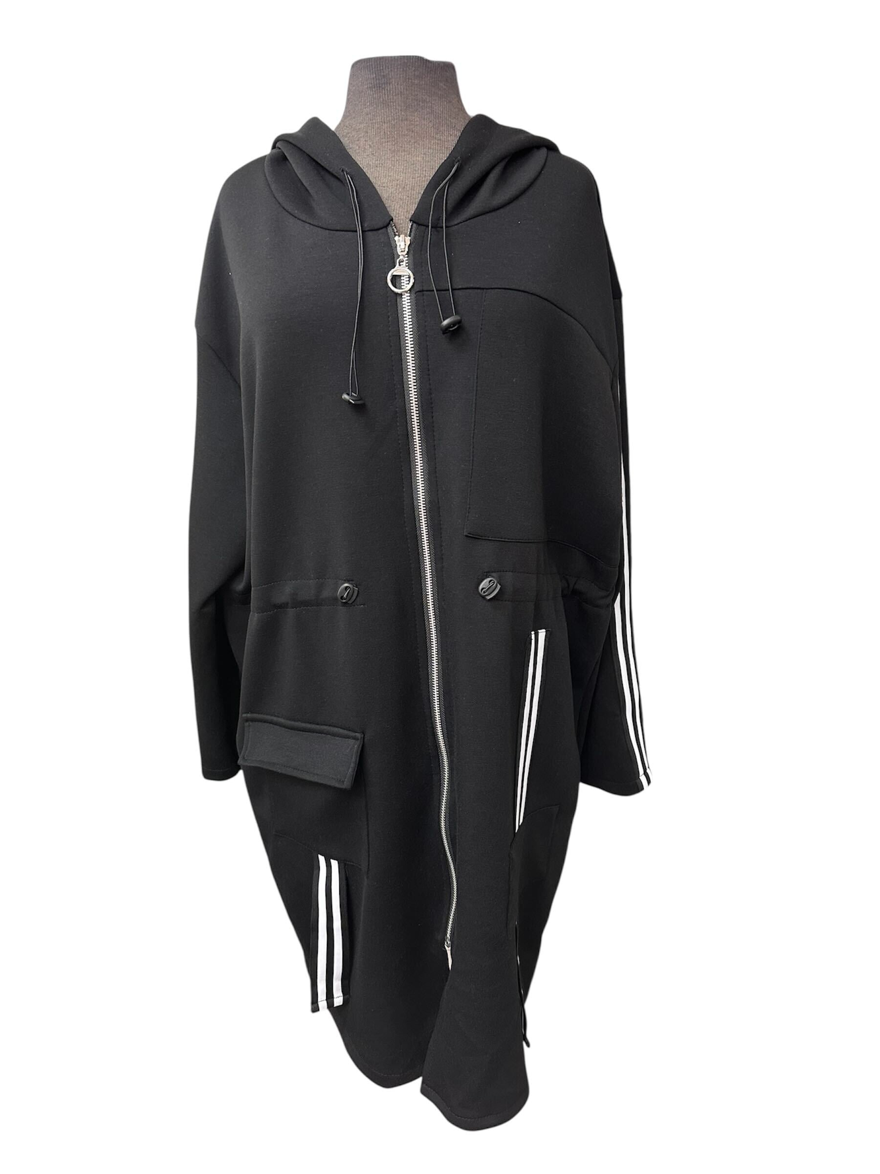 Veste longue à capuchon