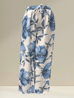 Pantalon fleuris en lin