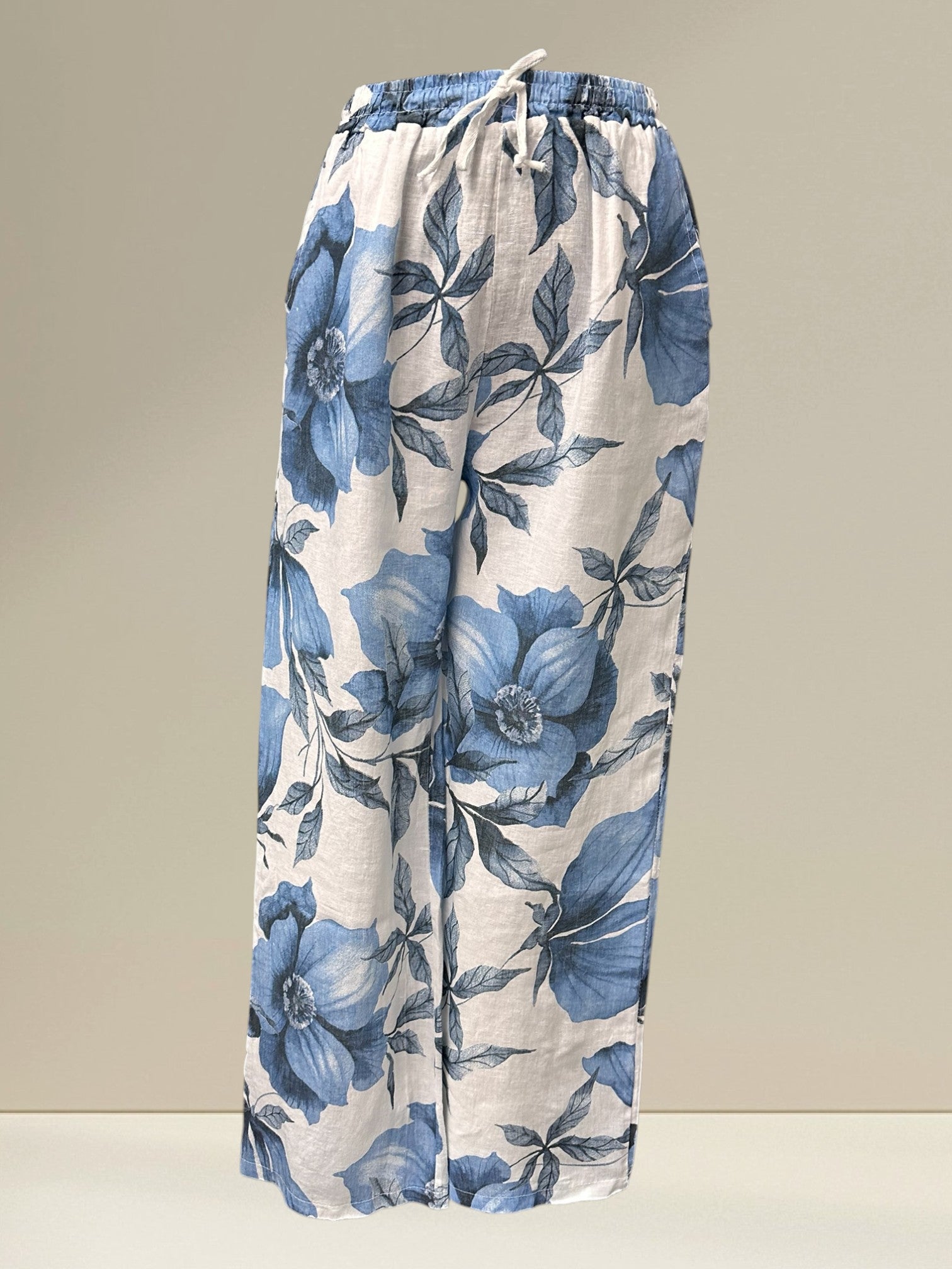 Pantalon fleuris en lin