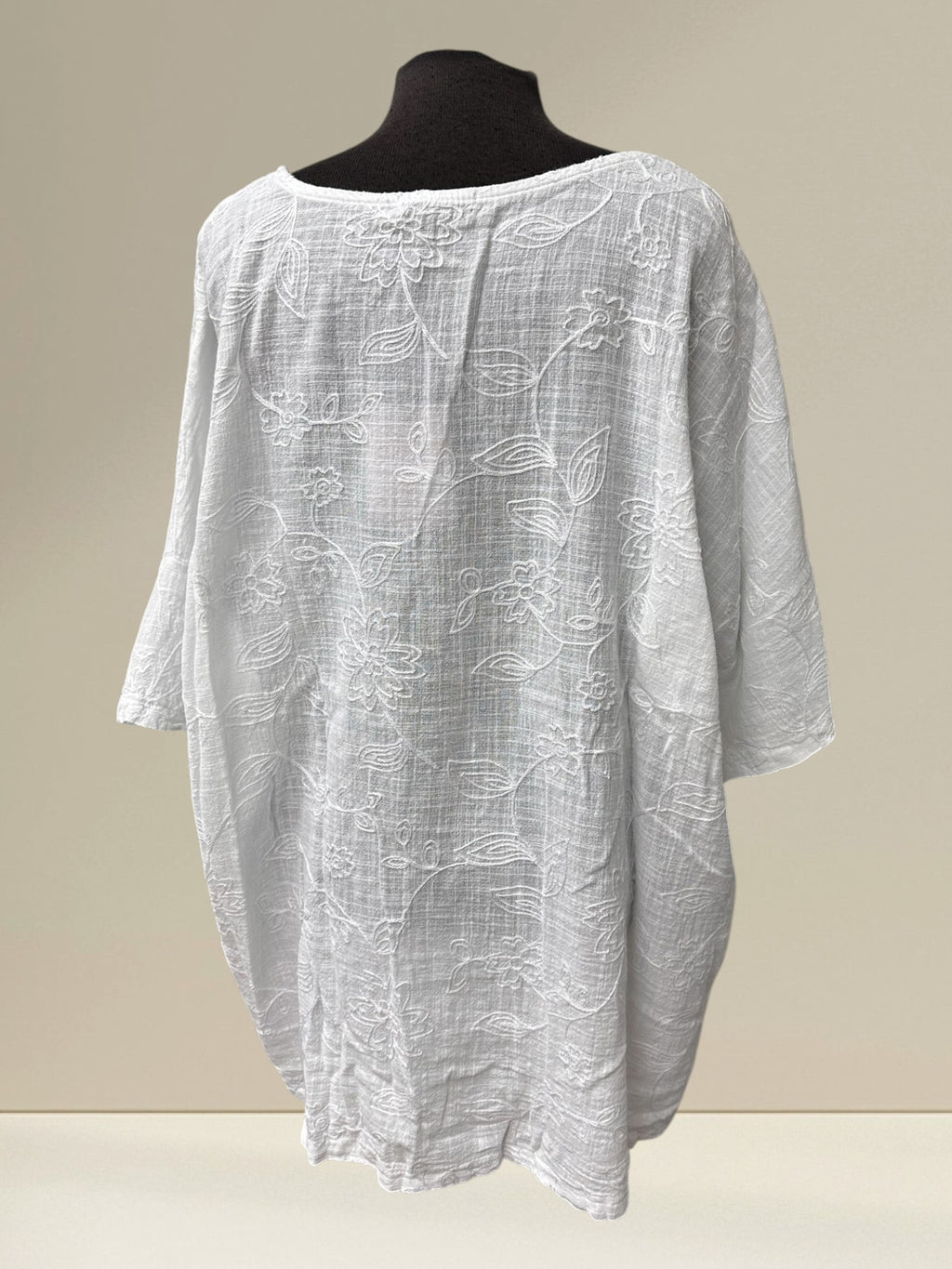 Blouse (fleurs brodées, cordon ajustable)
