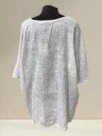Blouse (fleurs brodées, cordon ajustable)