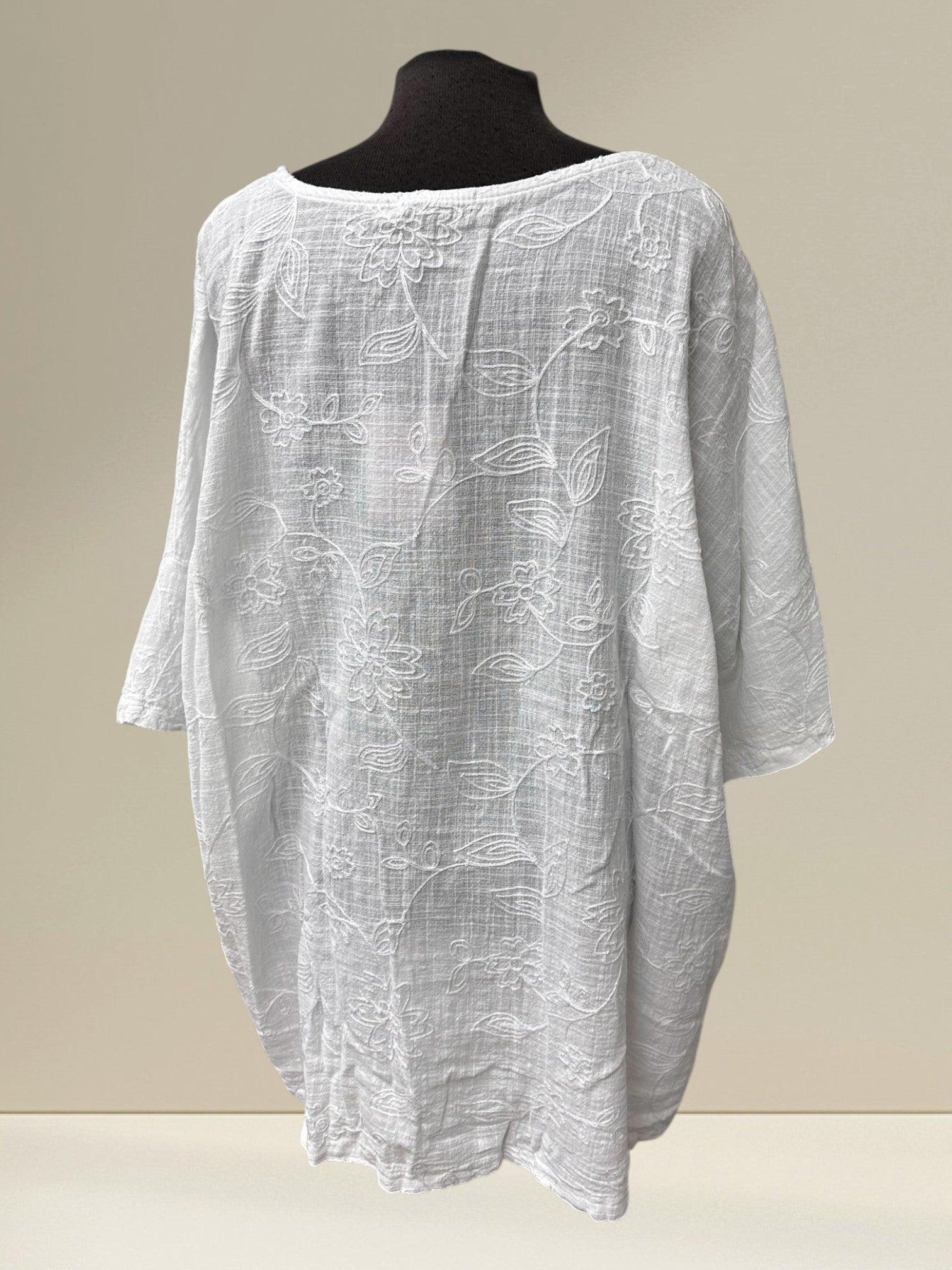 Blouse (fleurs brodées, cordon ajustable)