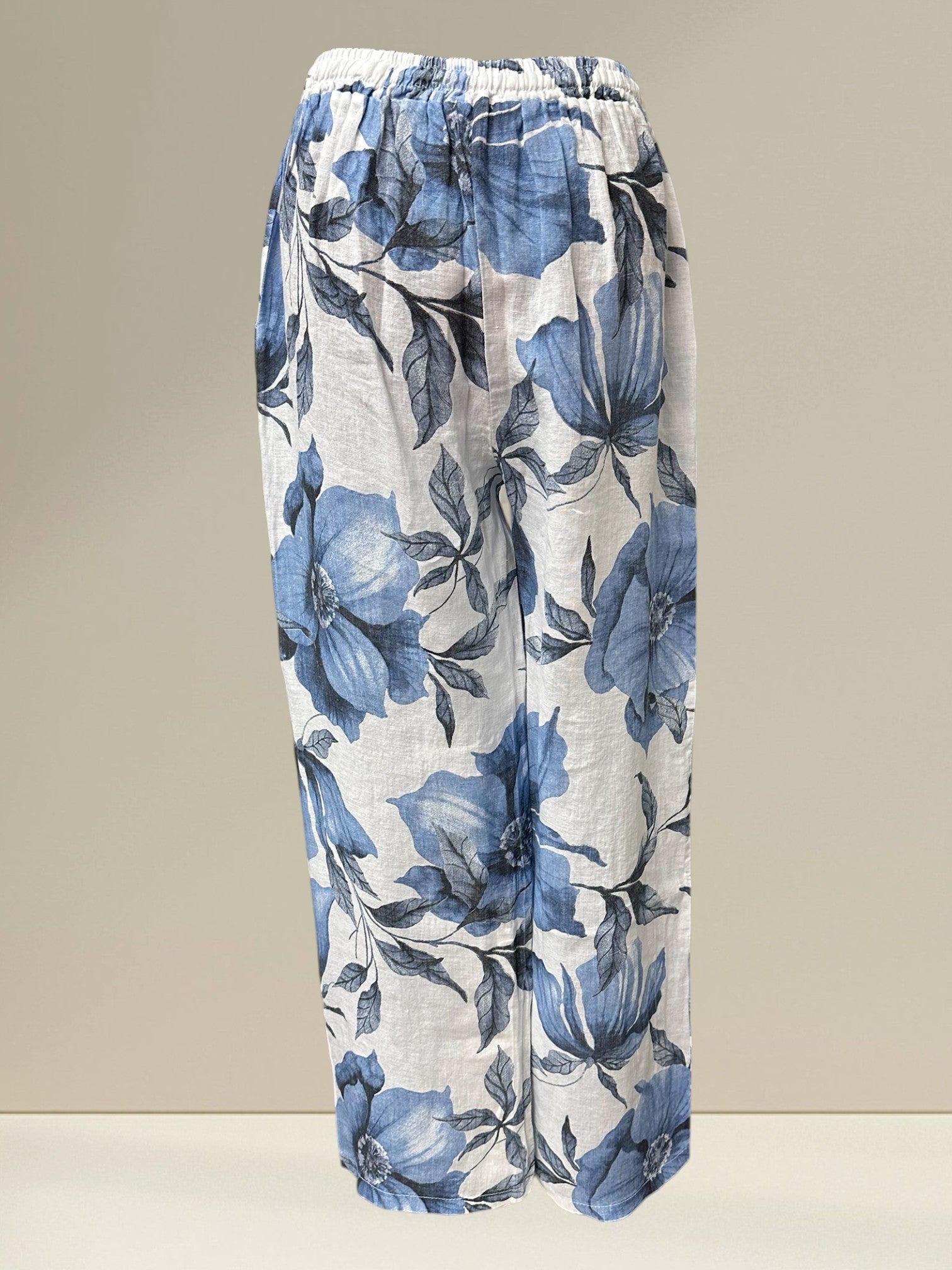 Pantalon fleuris en lin