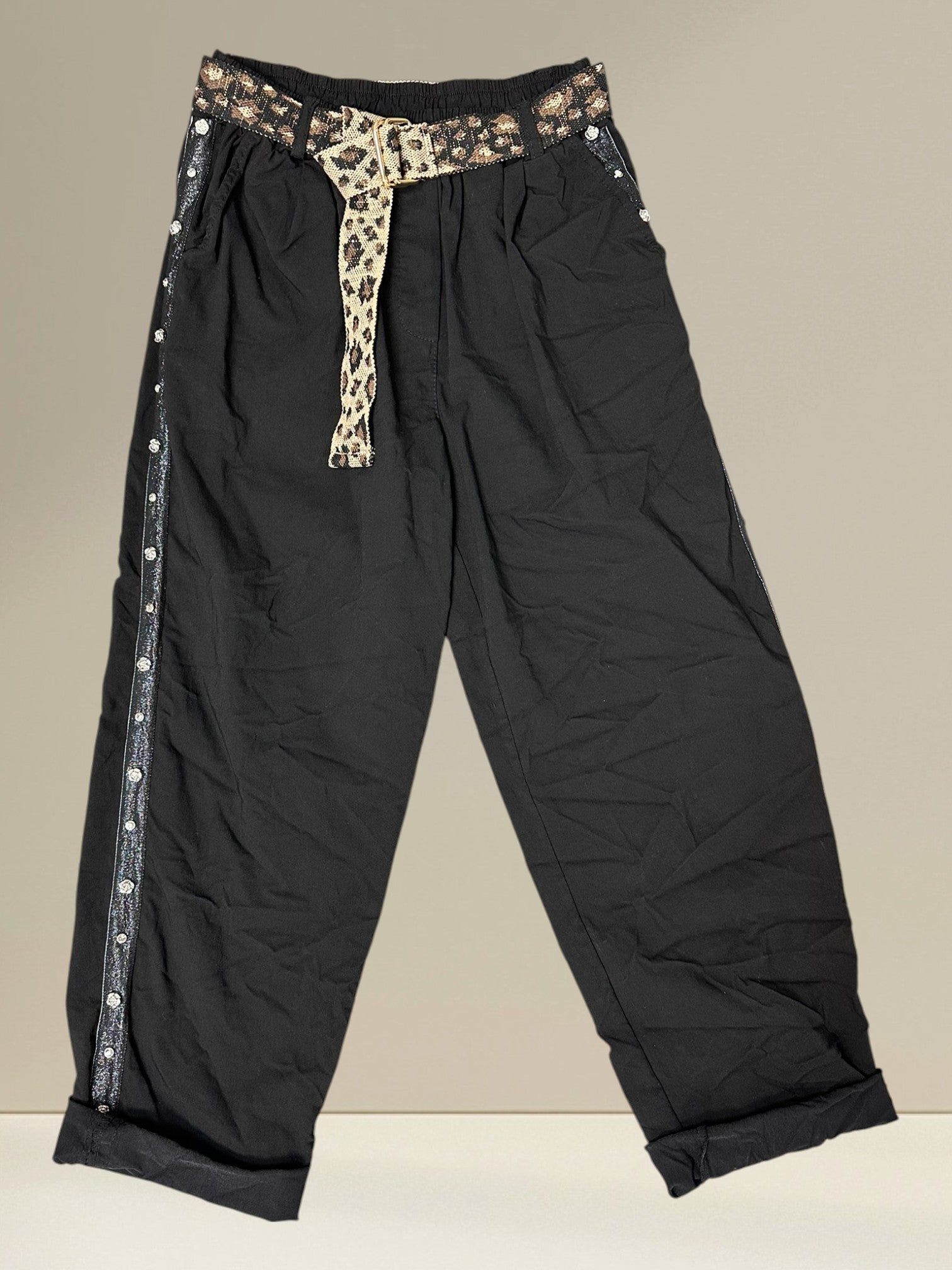 Pantalon avec ceinture léopard