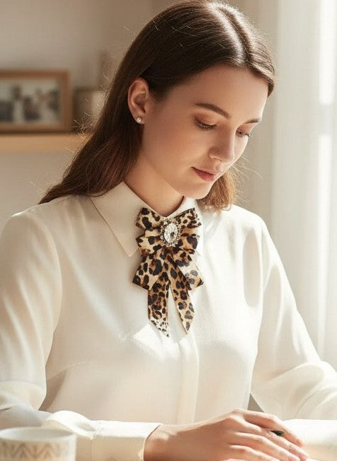 Broche cravate léopard