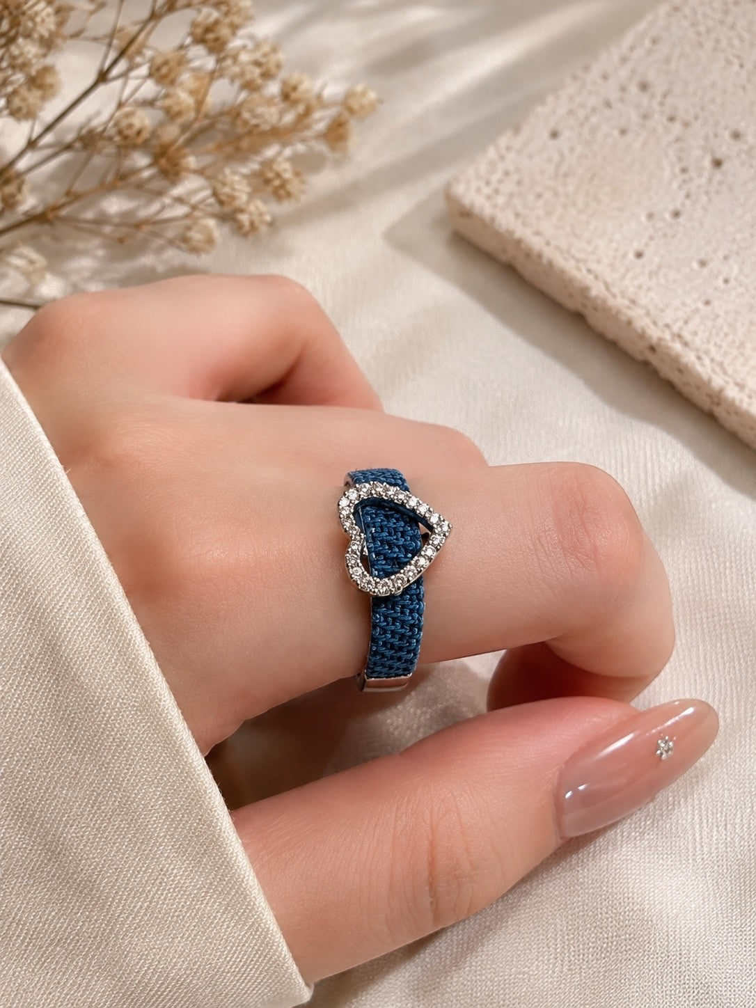 Bague ajustable (cœur jeans)
