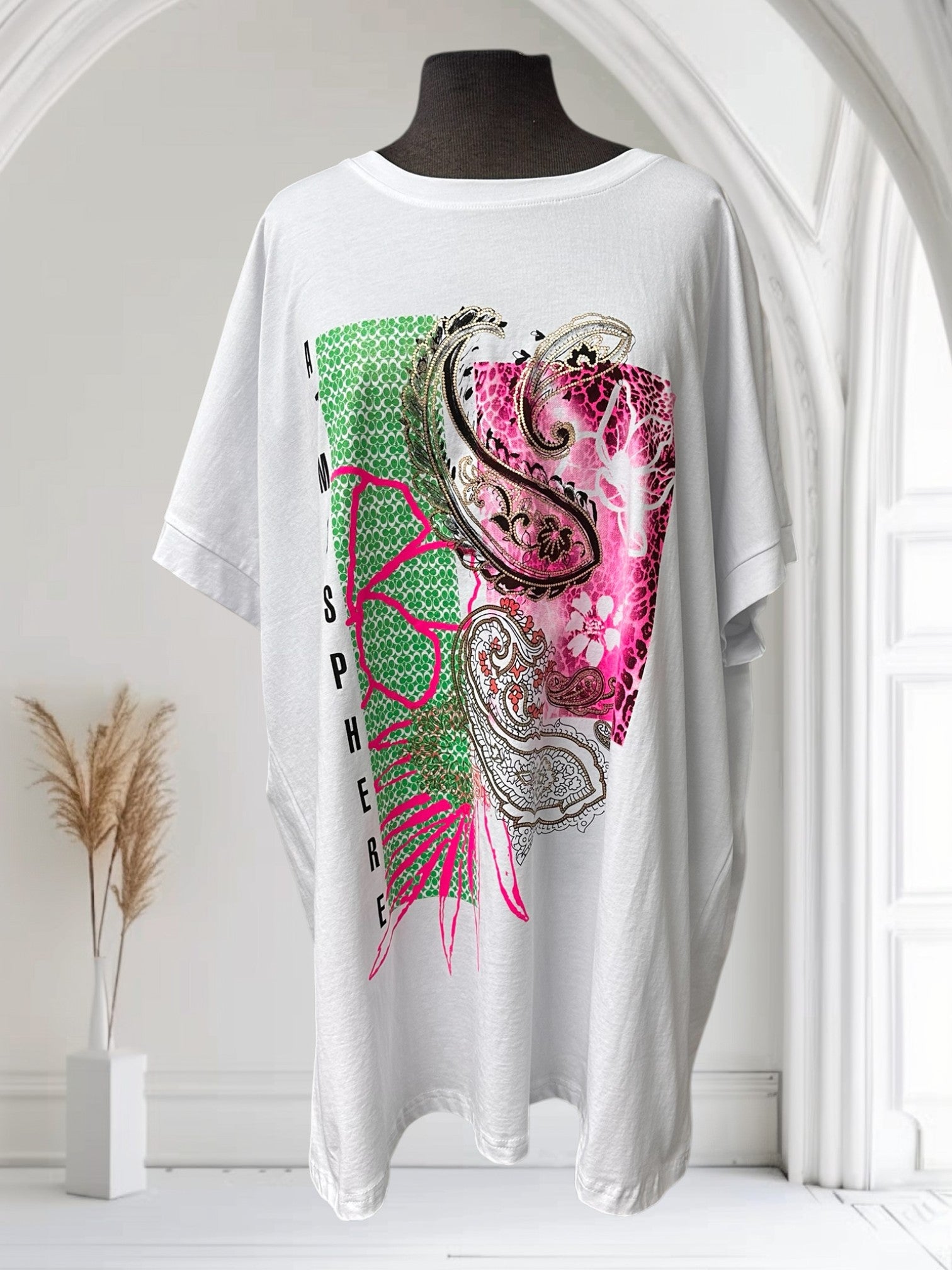T-shirt à Manches Courtes avec Imprimé Cachemire et Floral